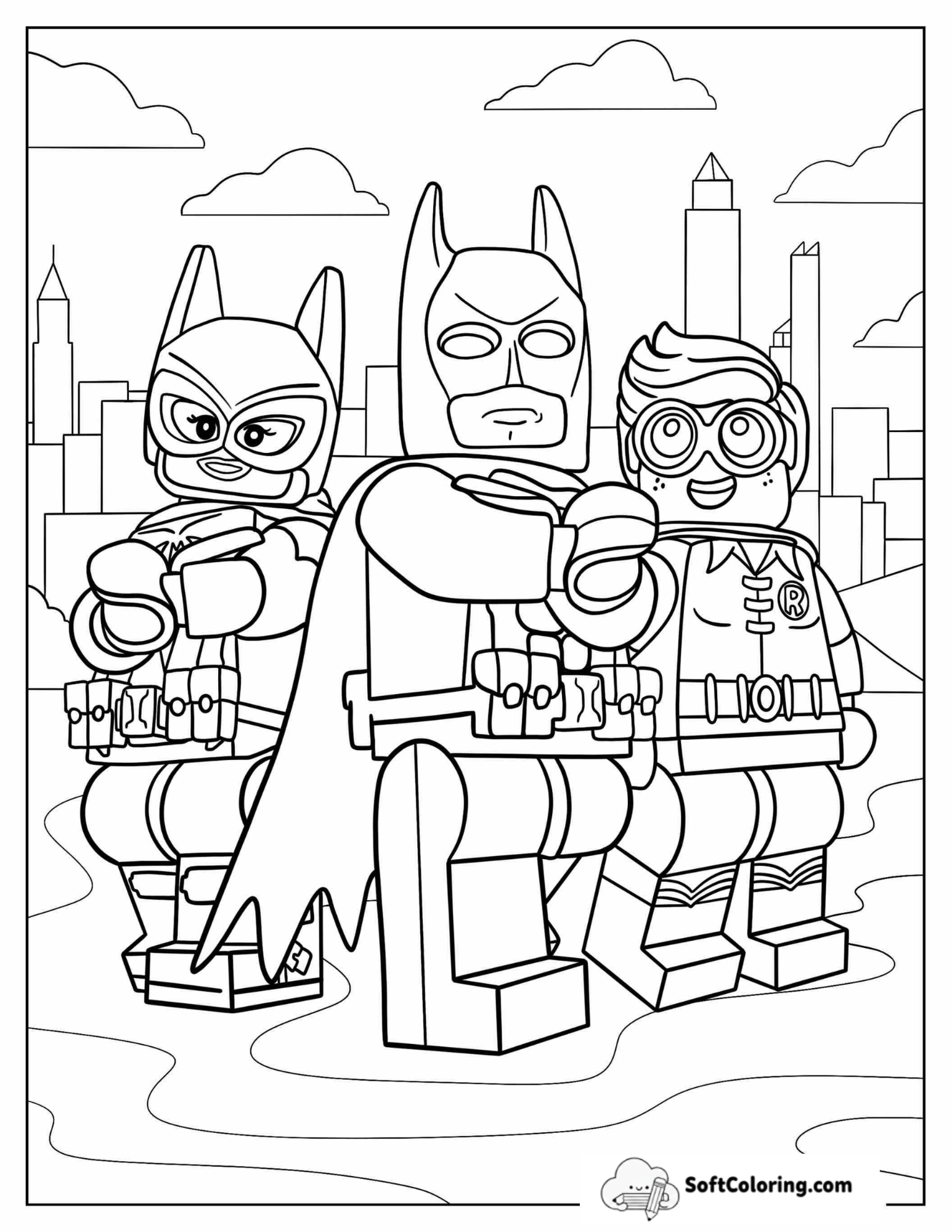 Lego Robin, Catwoman, And Robin To Color