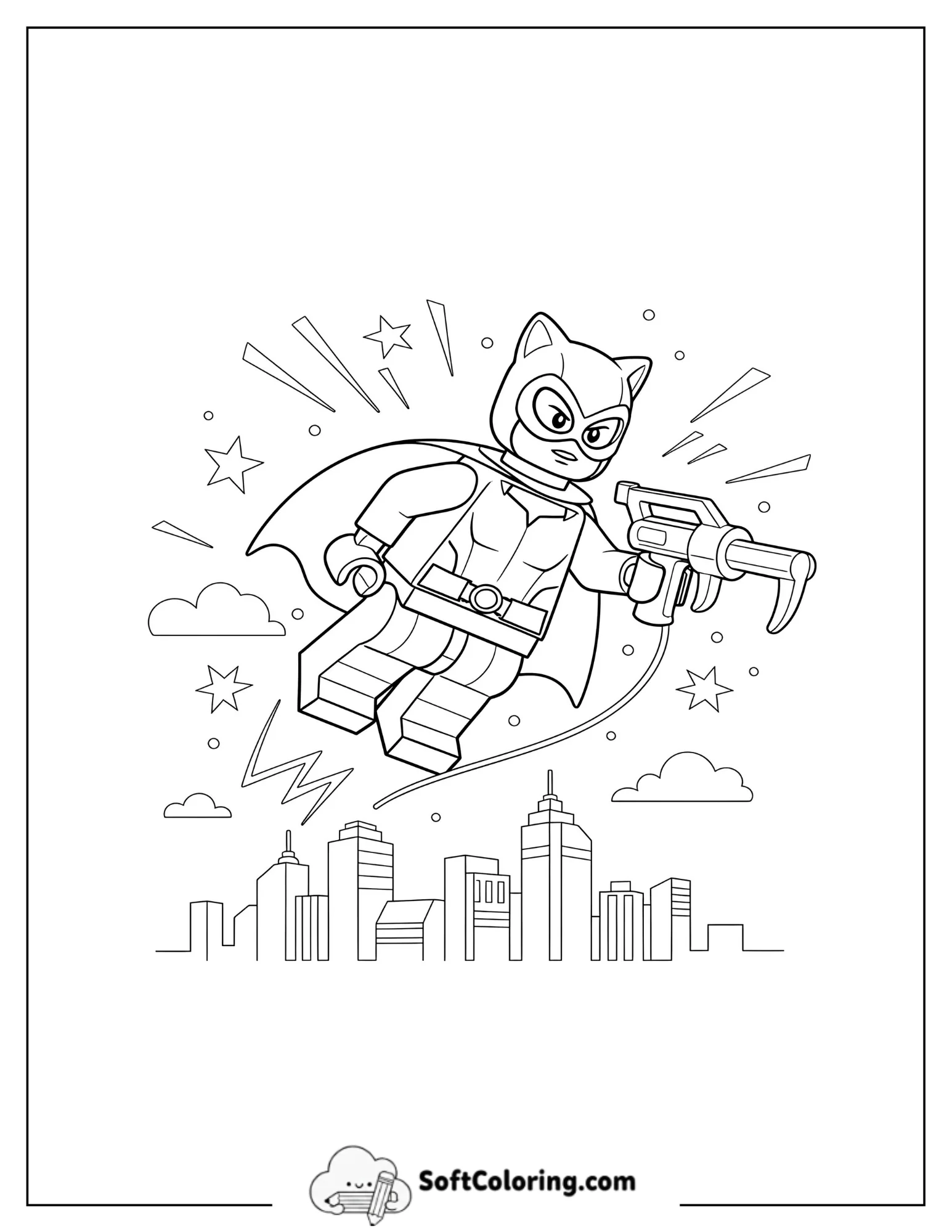 Lego Catwoman Flying With A Grapple Gun