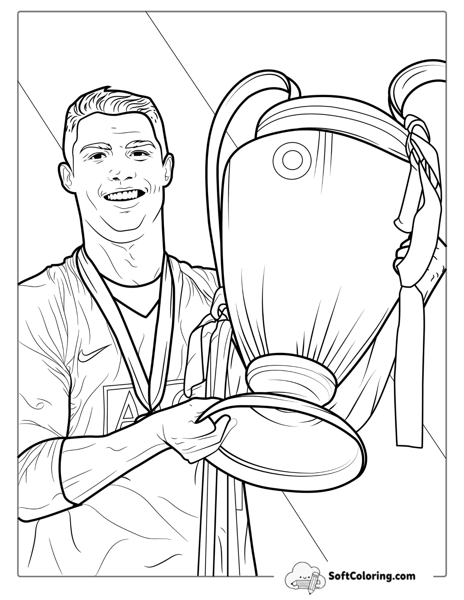 Ronaldo Holding Trophy Coloring Page