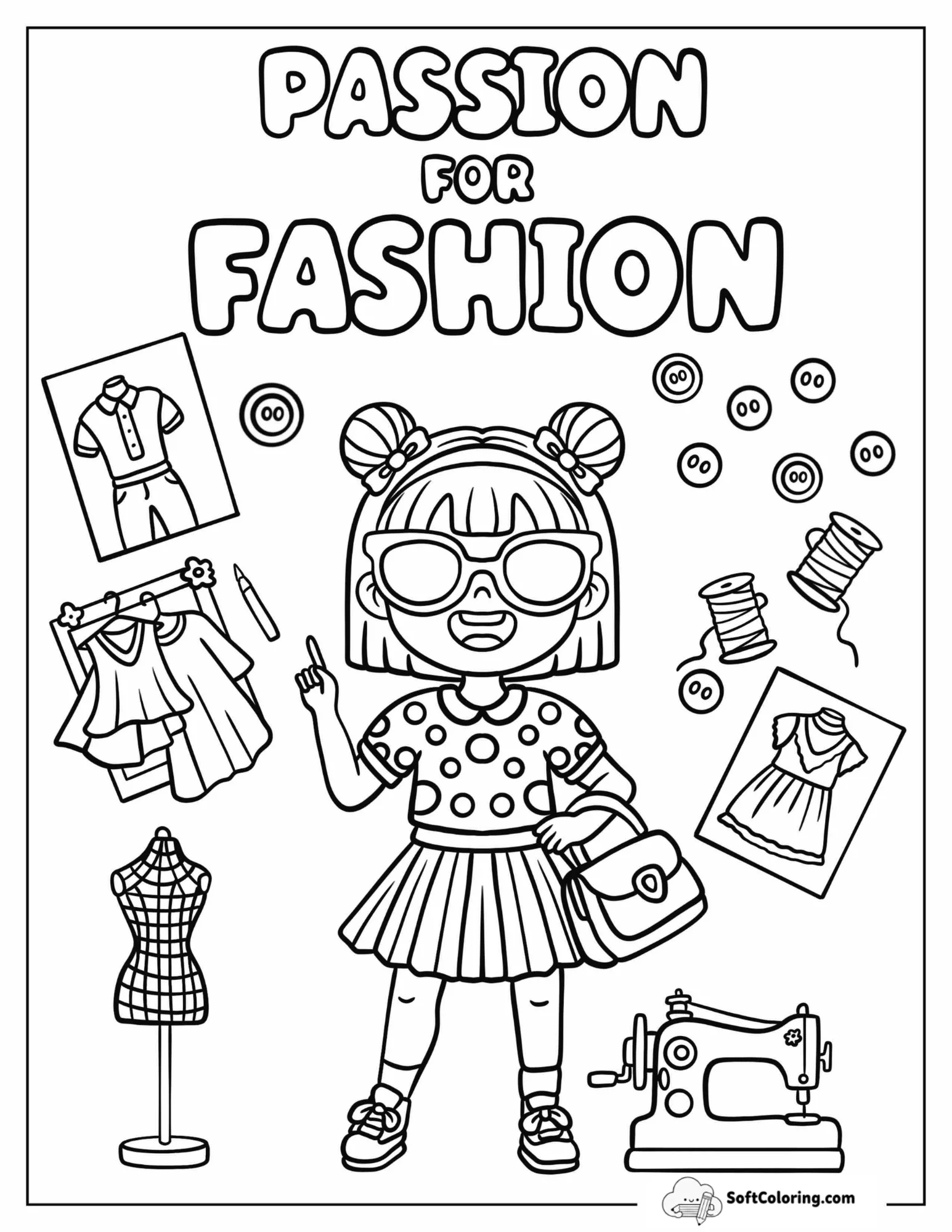 Adorable Young Stylist Surrounded By Sewing Tools And Outfits