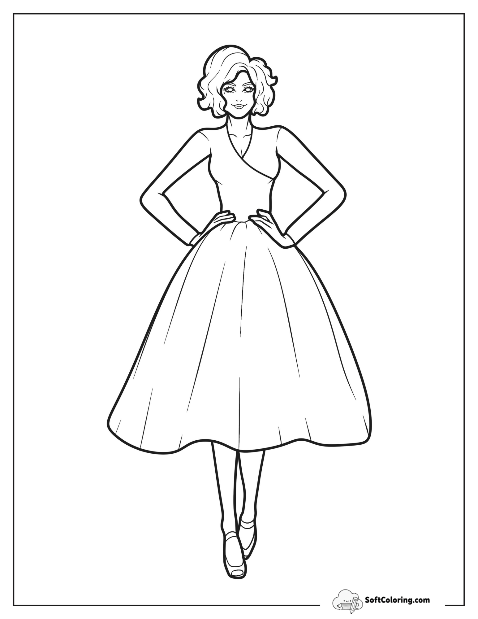 Easy Outline Of Woman In Midi Dress With Flare Skirt