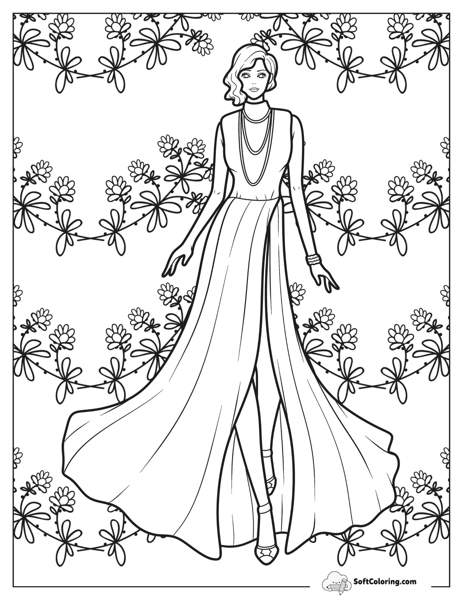 Model In Turtleneck Gown With High Slit