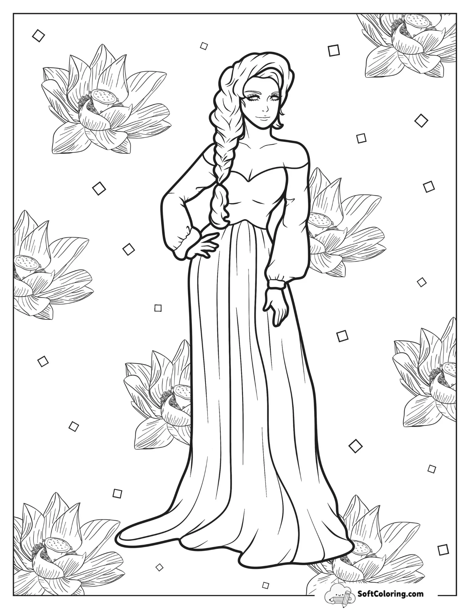 Realistic Woman Wearing Sweetheart Neckline Long Gown