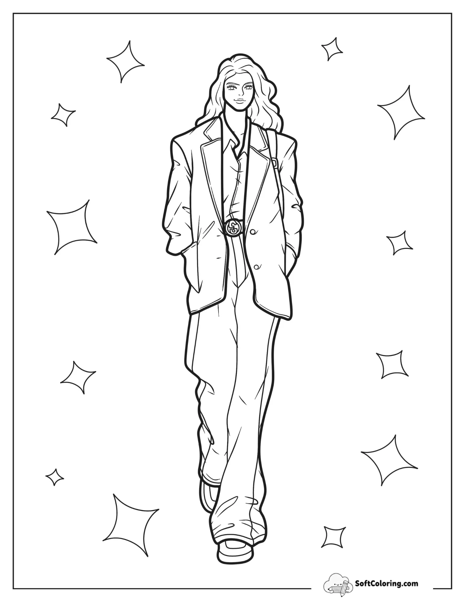 Woman In Oversized Blazer And High Waisted Pants Fashion