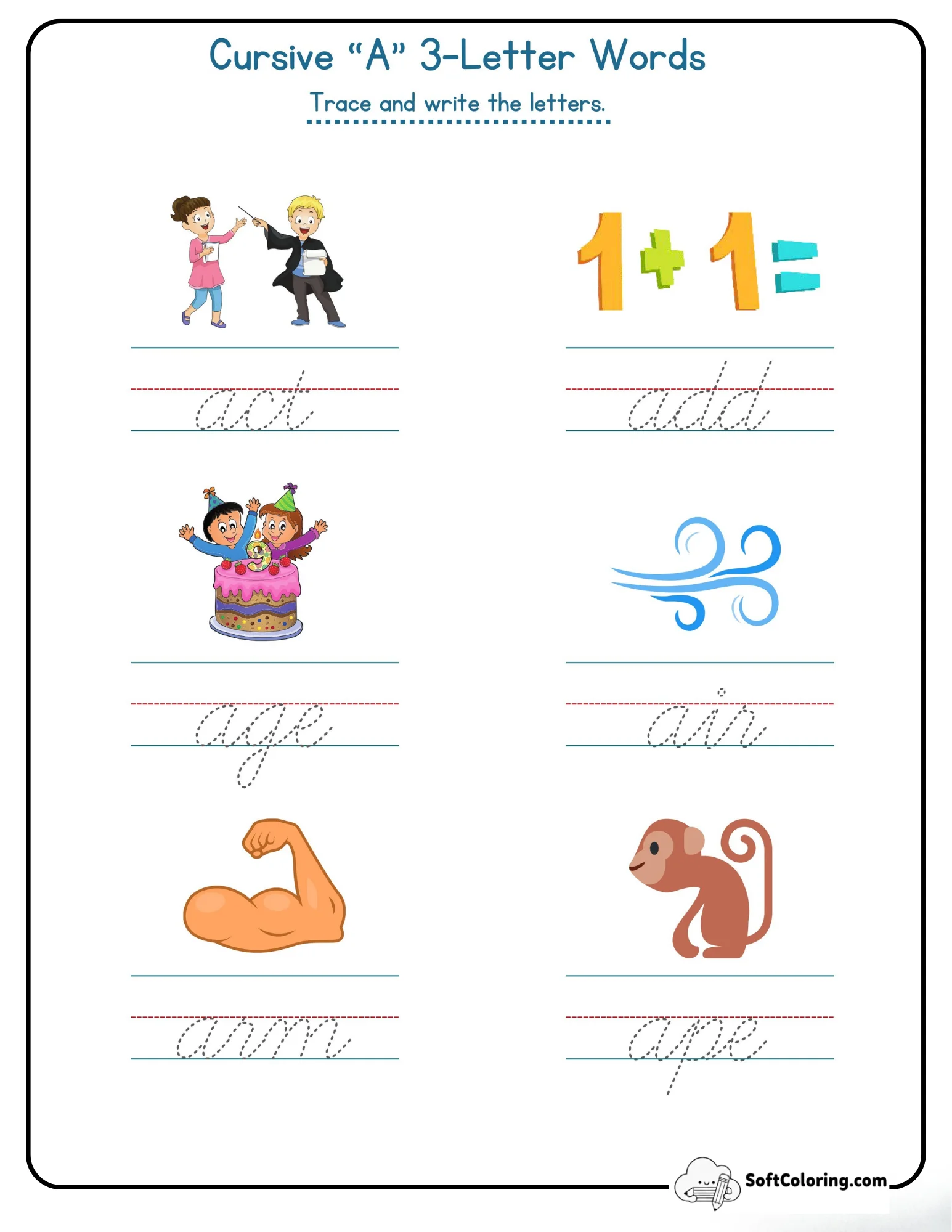 Cursive A 3 Letter Words
