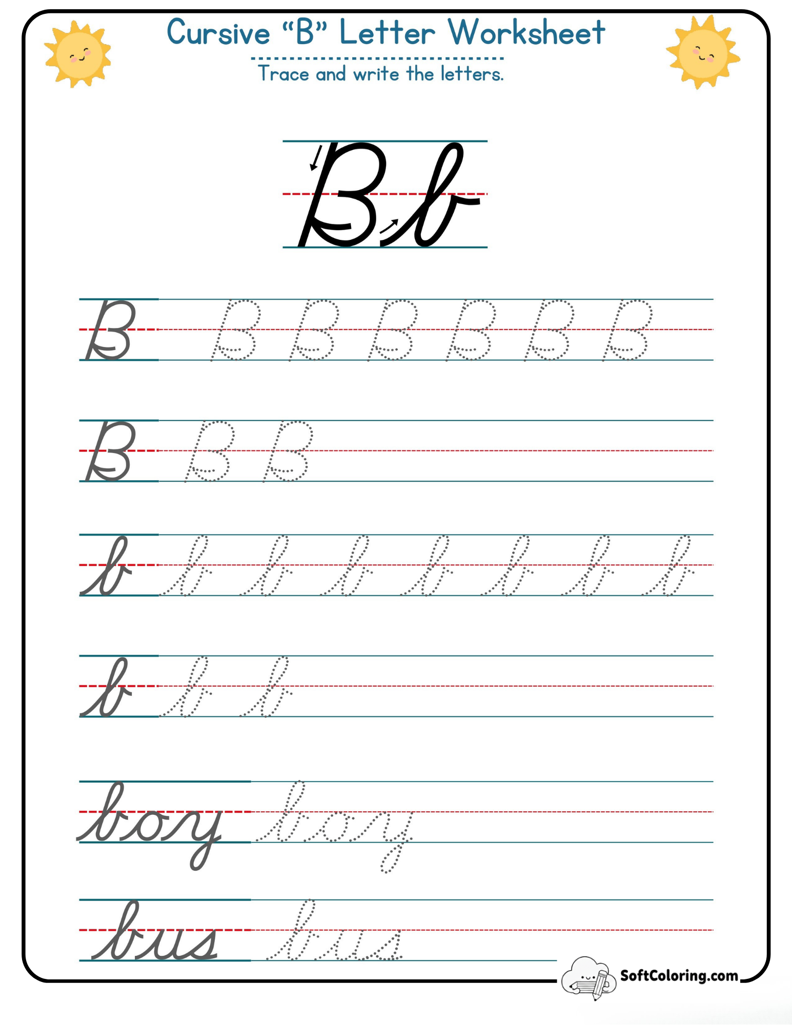 Cursive B Worksheet 1