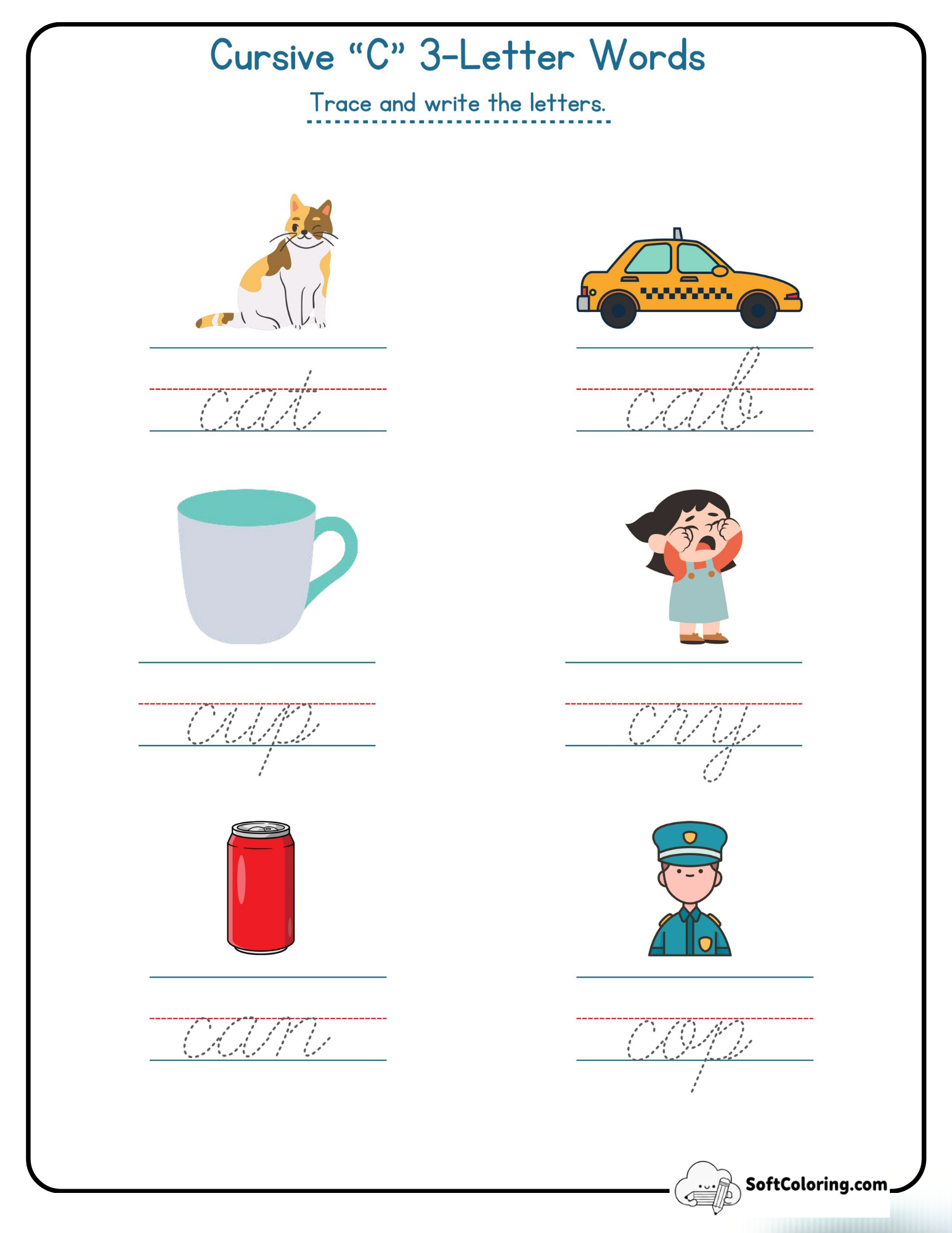 Cursive C 3 Letter Words