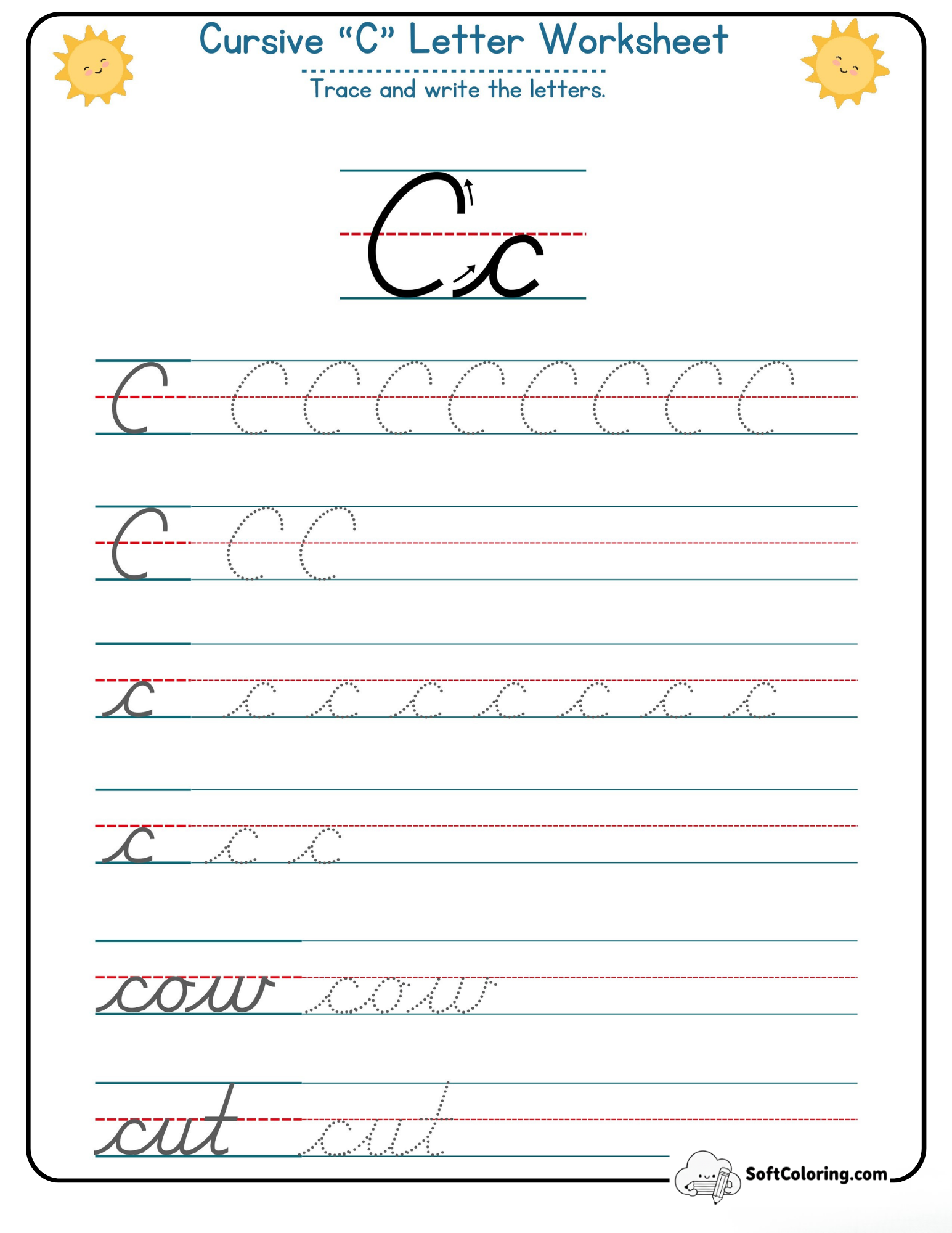 Cursive C Letter Worksheet