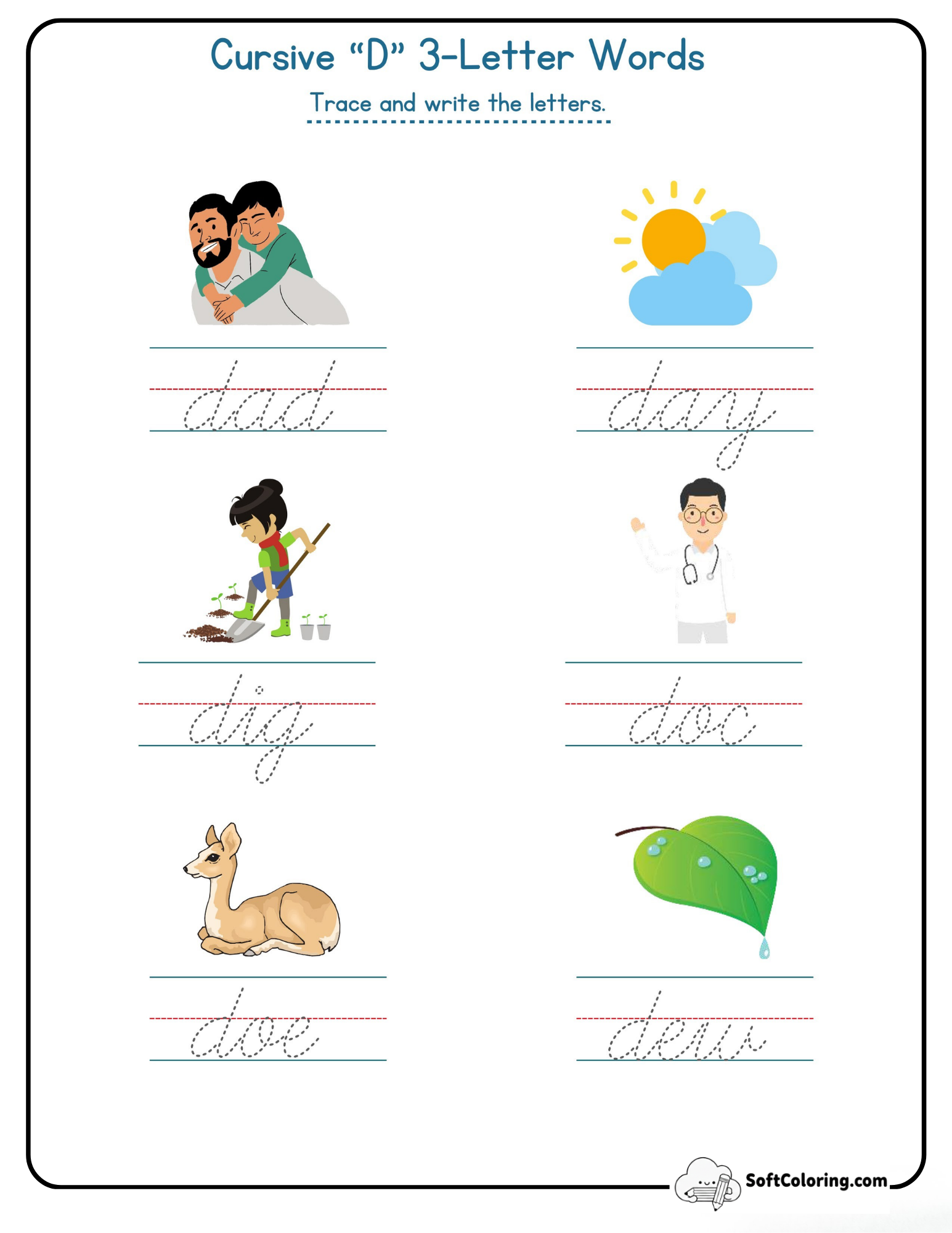 Cursive D 3 Letter Words
