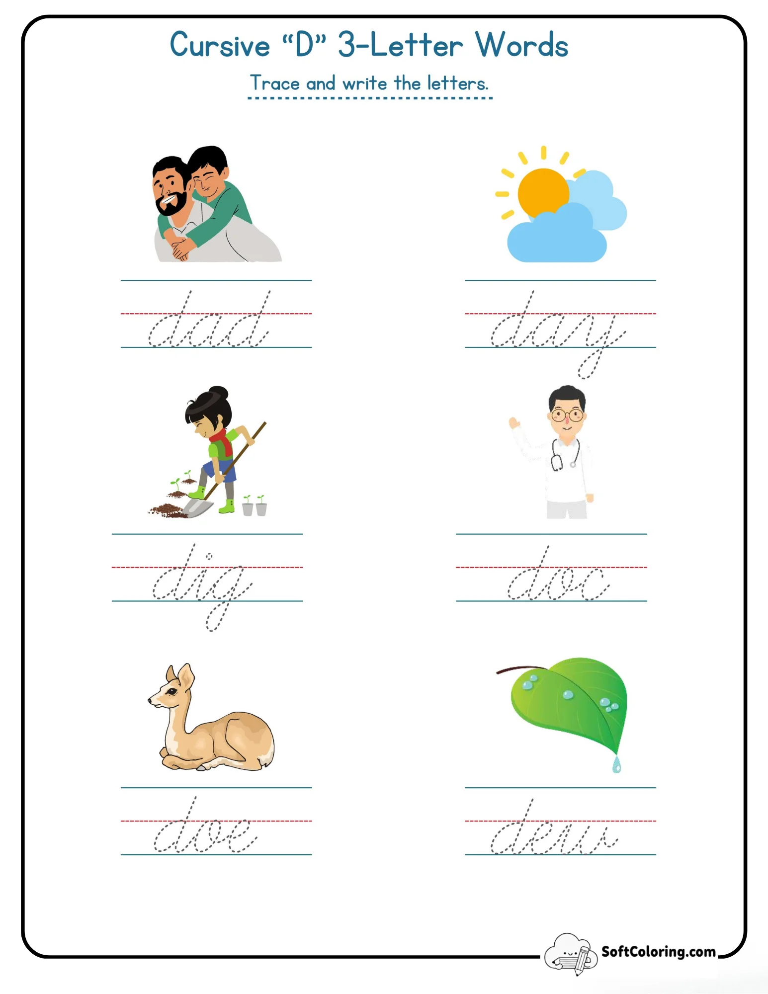 Cursive D 3 Letter Words
