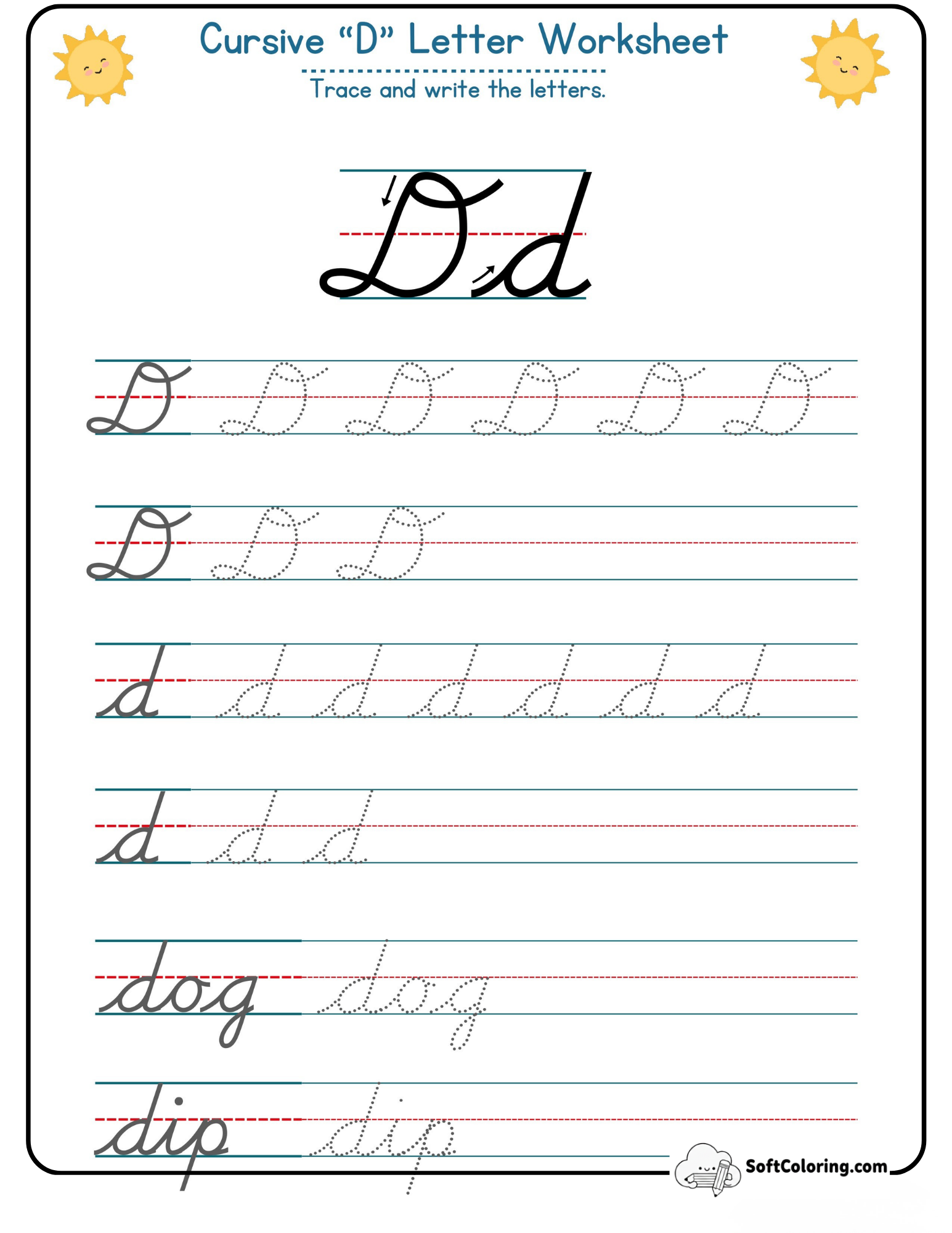 Cursive D Letter Worksheet