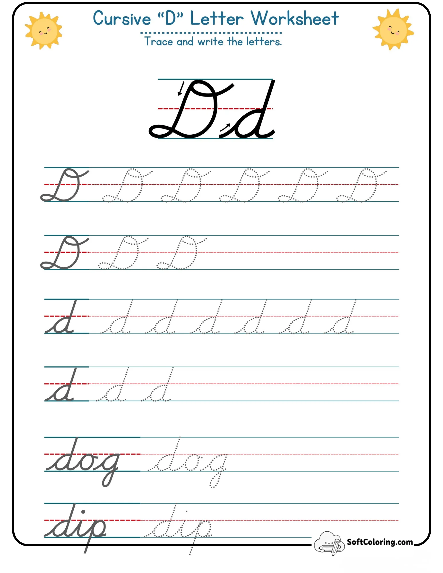 Cursive D Letter Worksheet