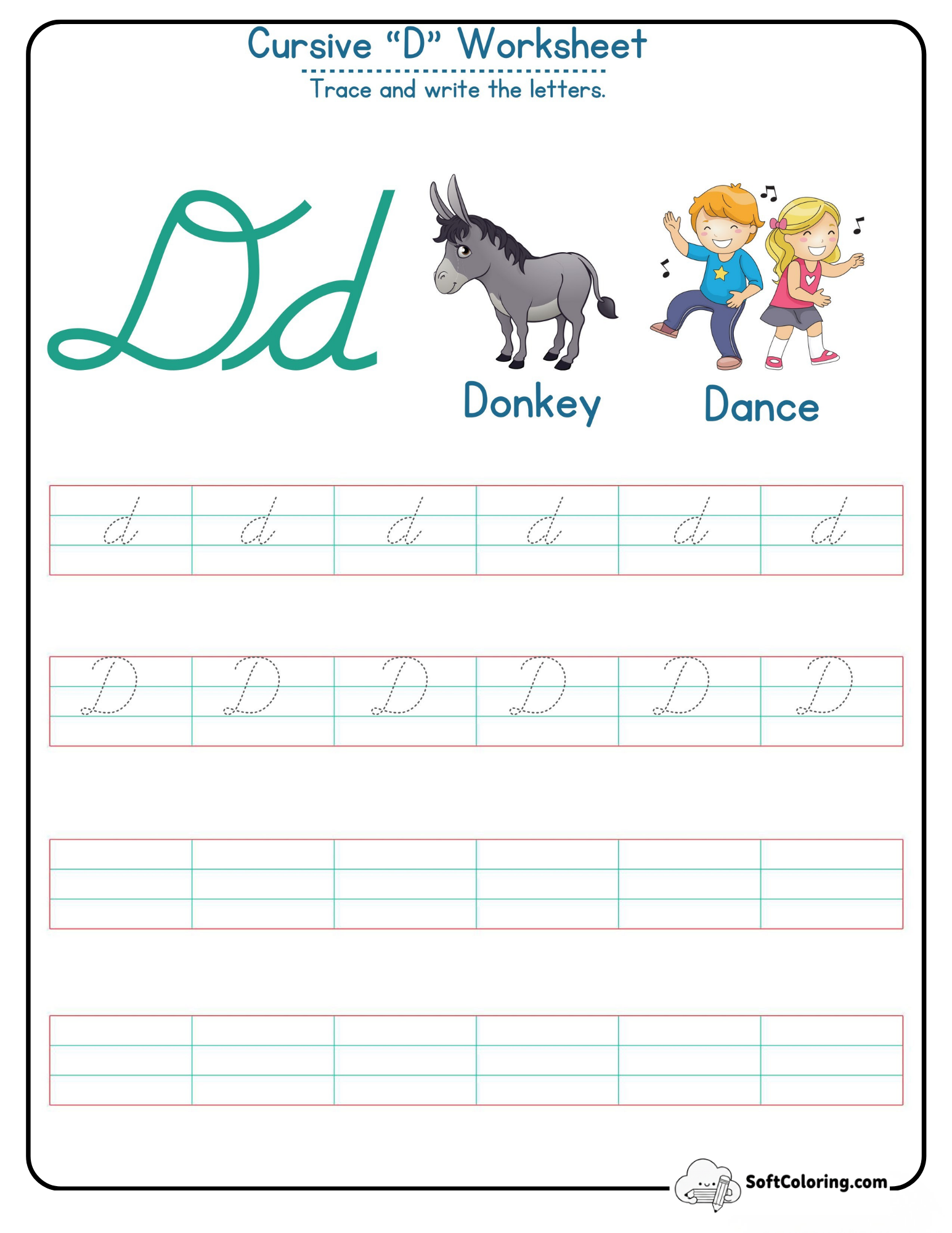 Cursive D Worksheet