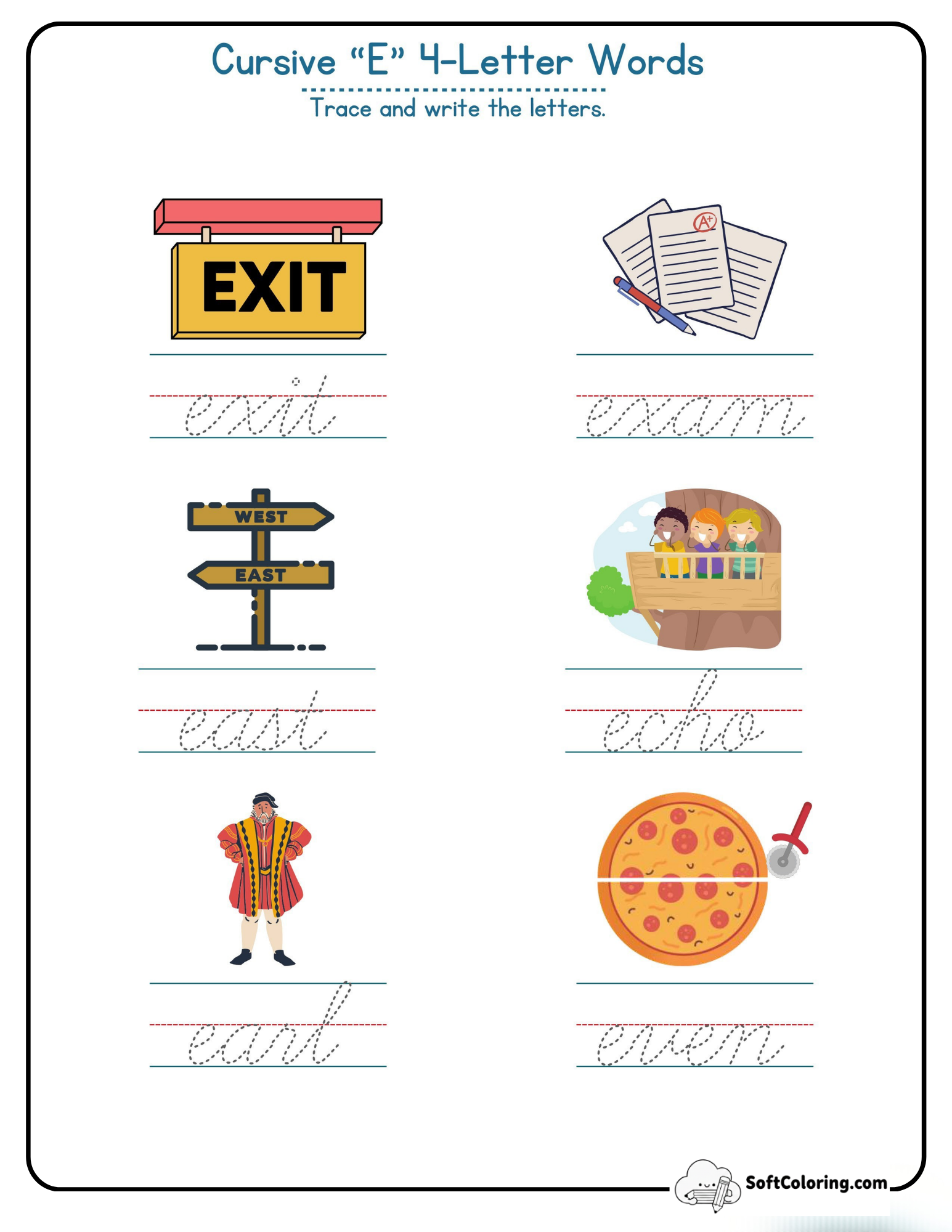 Cursive E 4 Letter Words