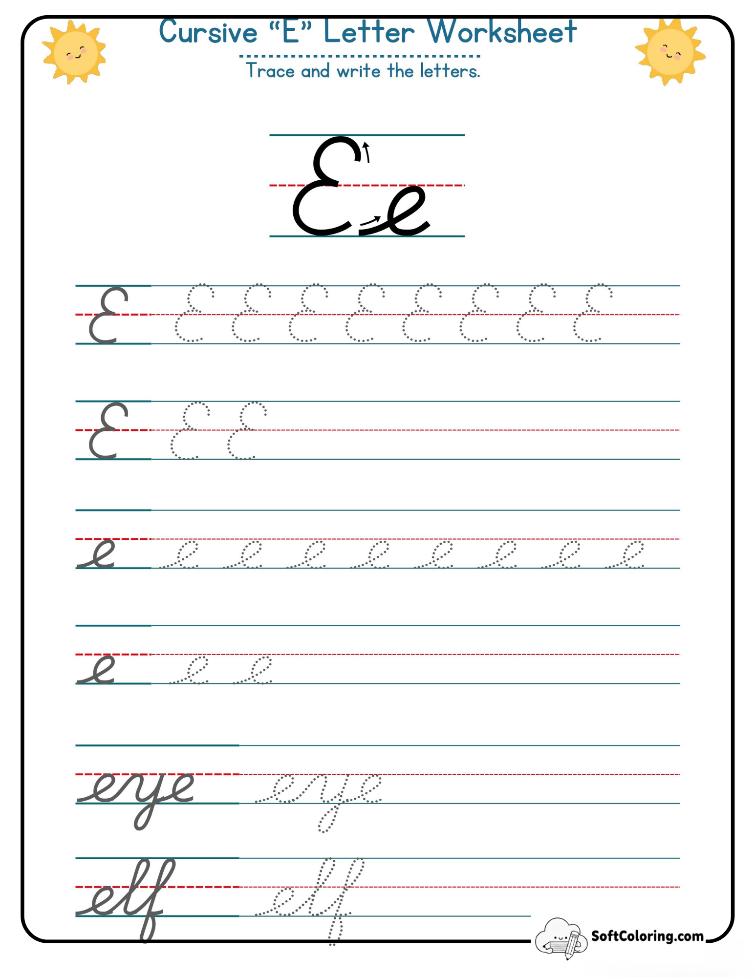 Cursive E Letter Worksheet