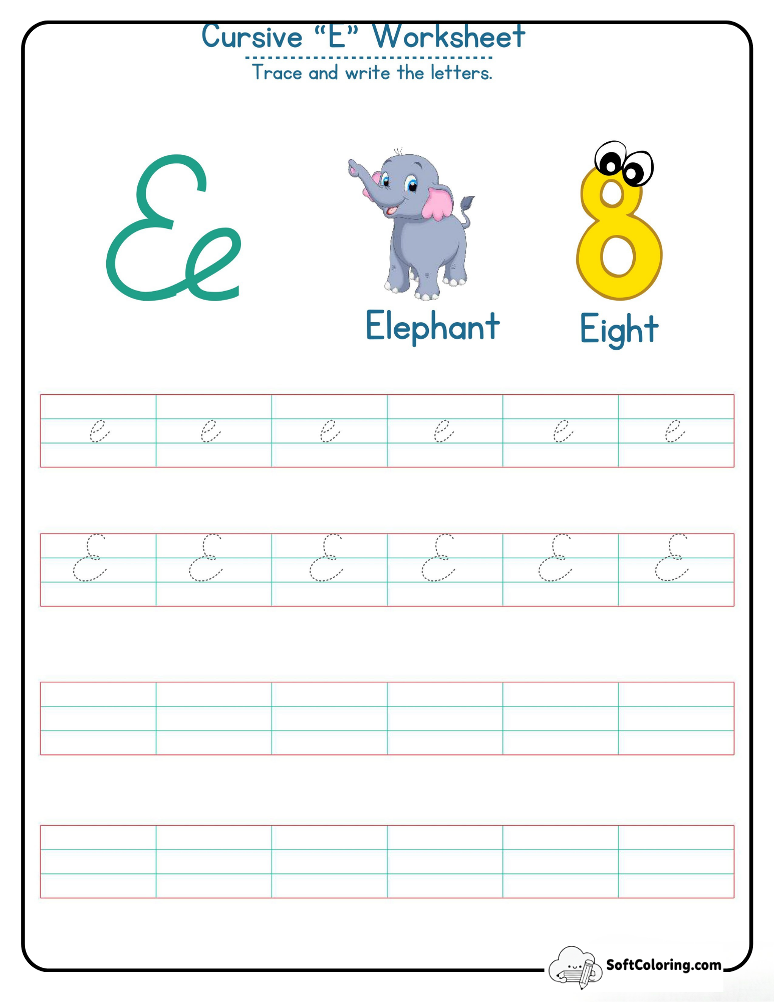 Cursive E Worksheet