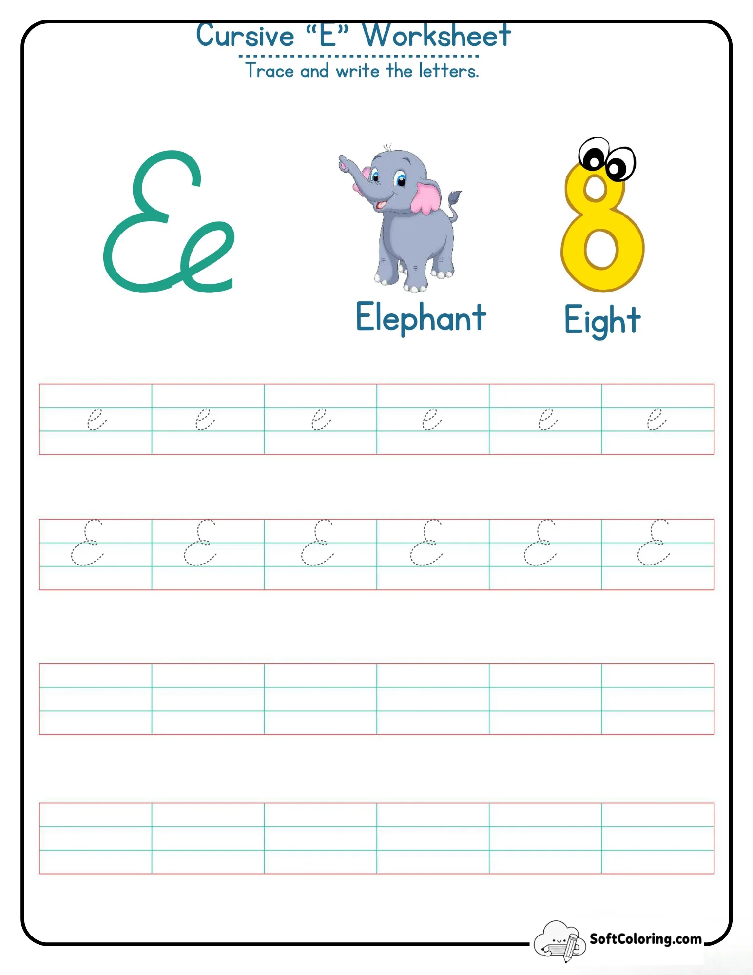 Cursive E Worksheet