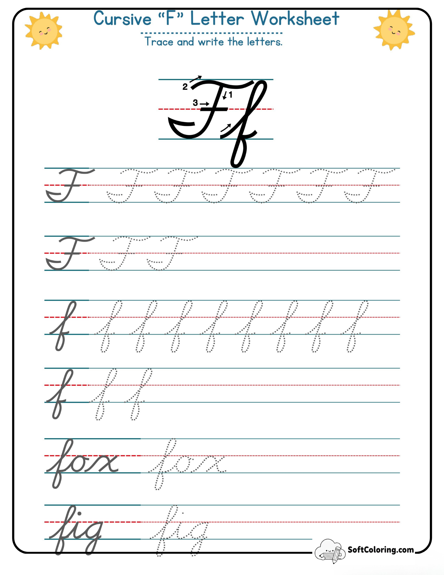 Cursive F Letter Worksheet
