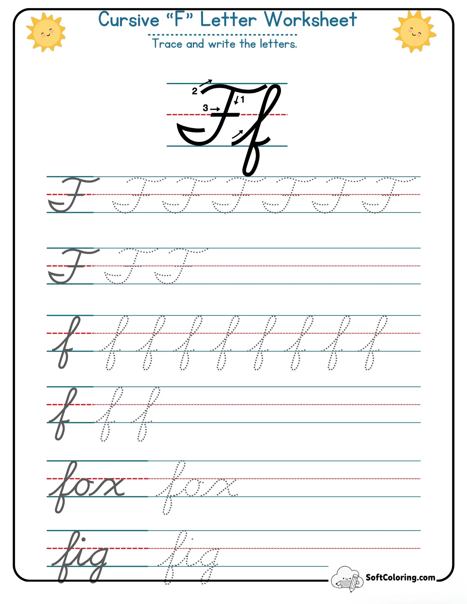 Cursive F Letter Worksheet