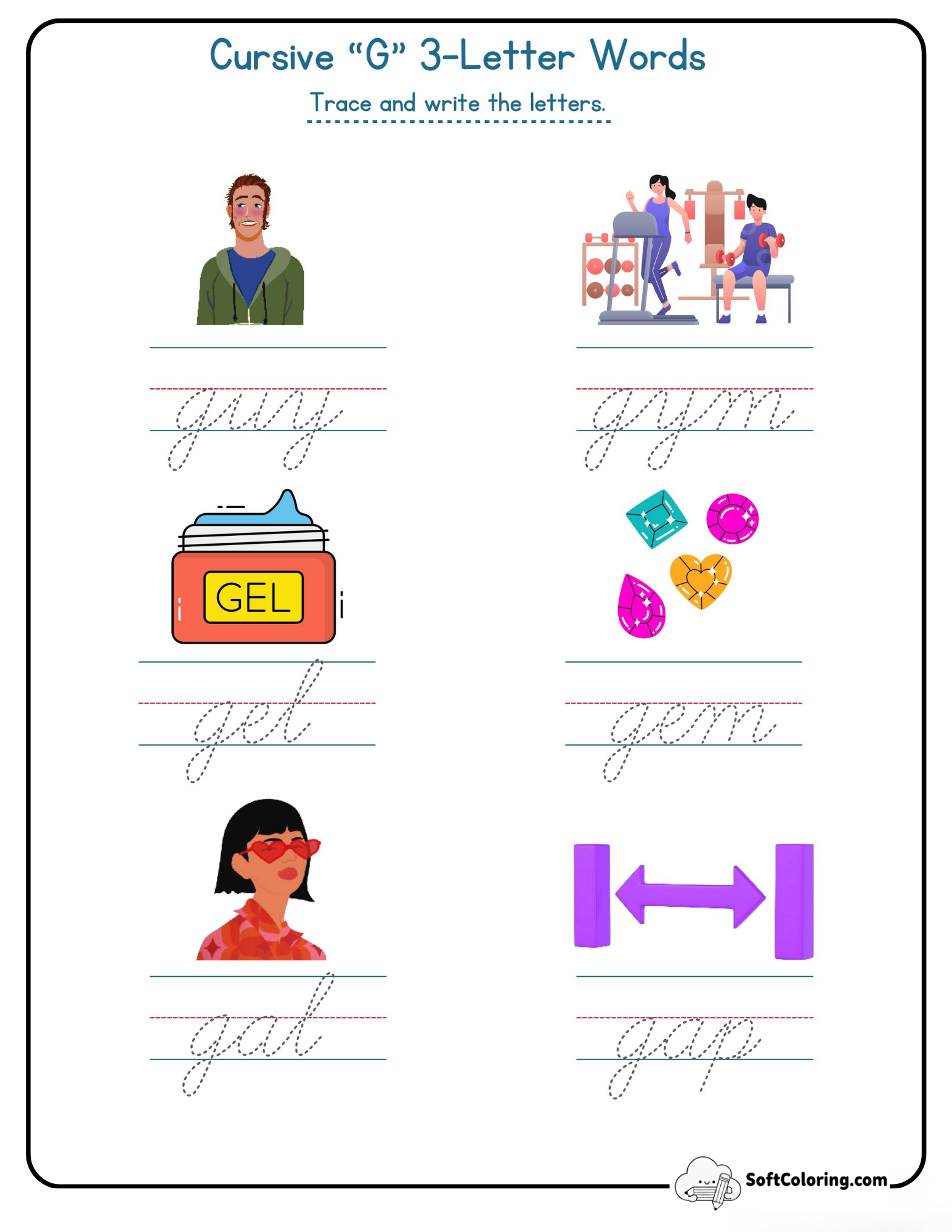 Cursive G 3 Letter Words
