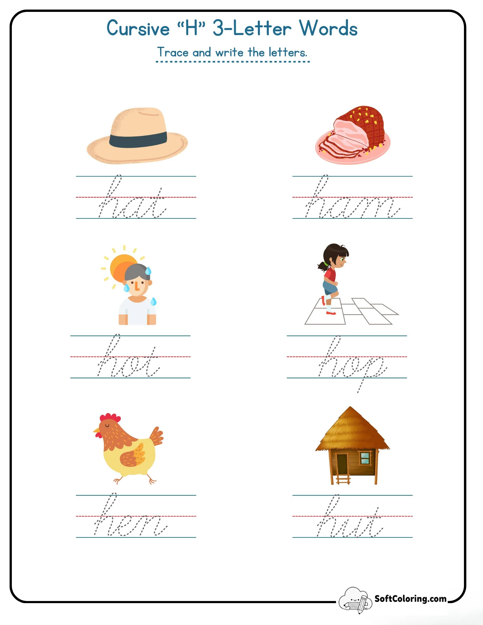 Cursive H 3 Letter Words