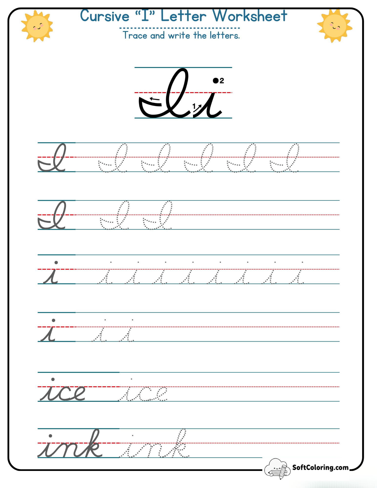 Cursive I Letter Worksheet