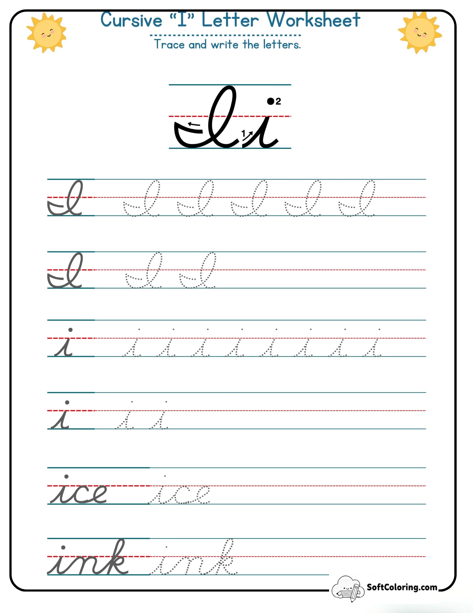 Cursive I Letter Worksheet