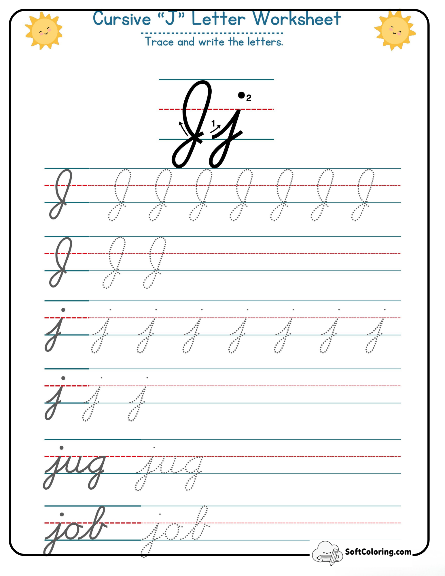 Cursive J Letter Worksheet