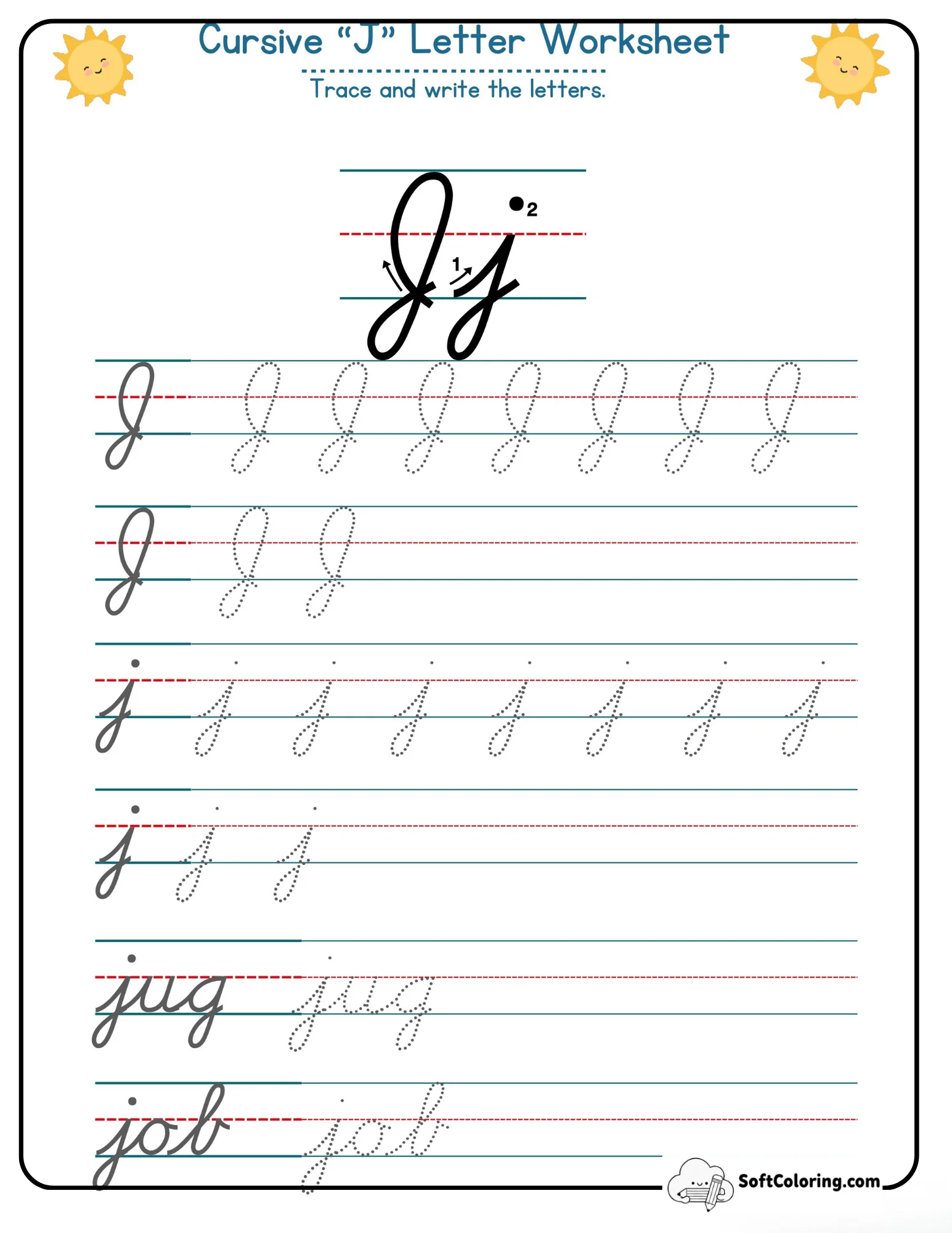 Cursive J Letter Worksheet
