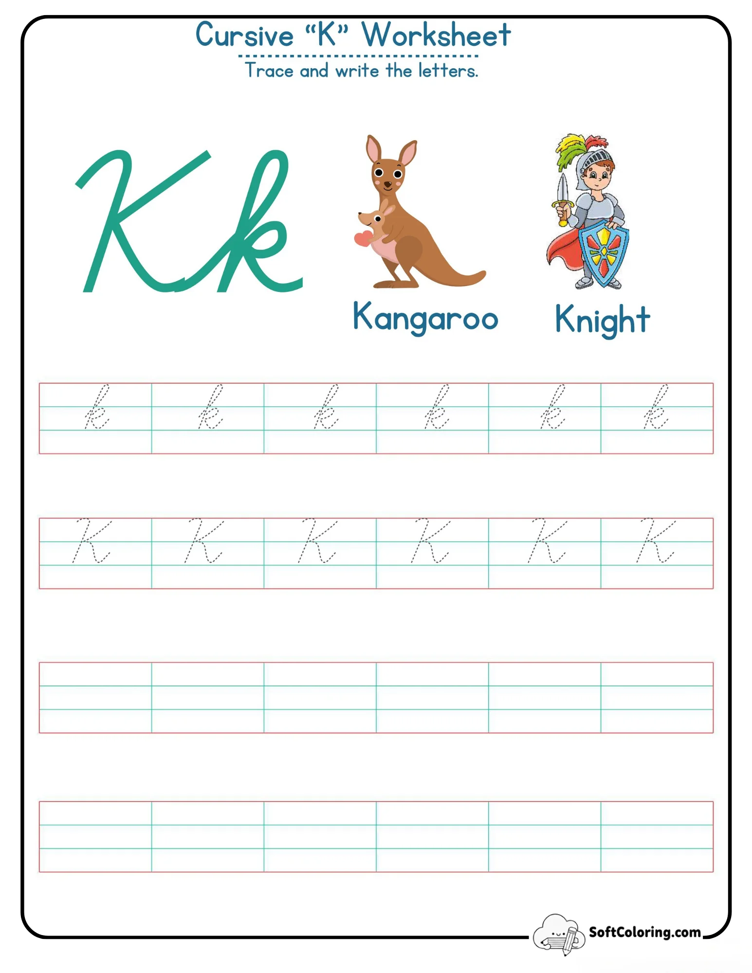 Cursive K Worksheet