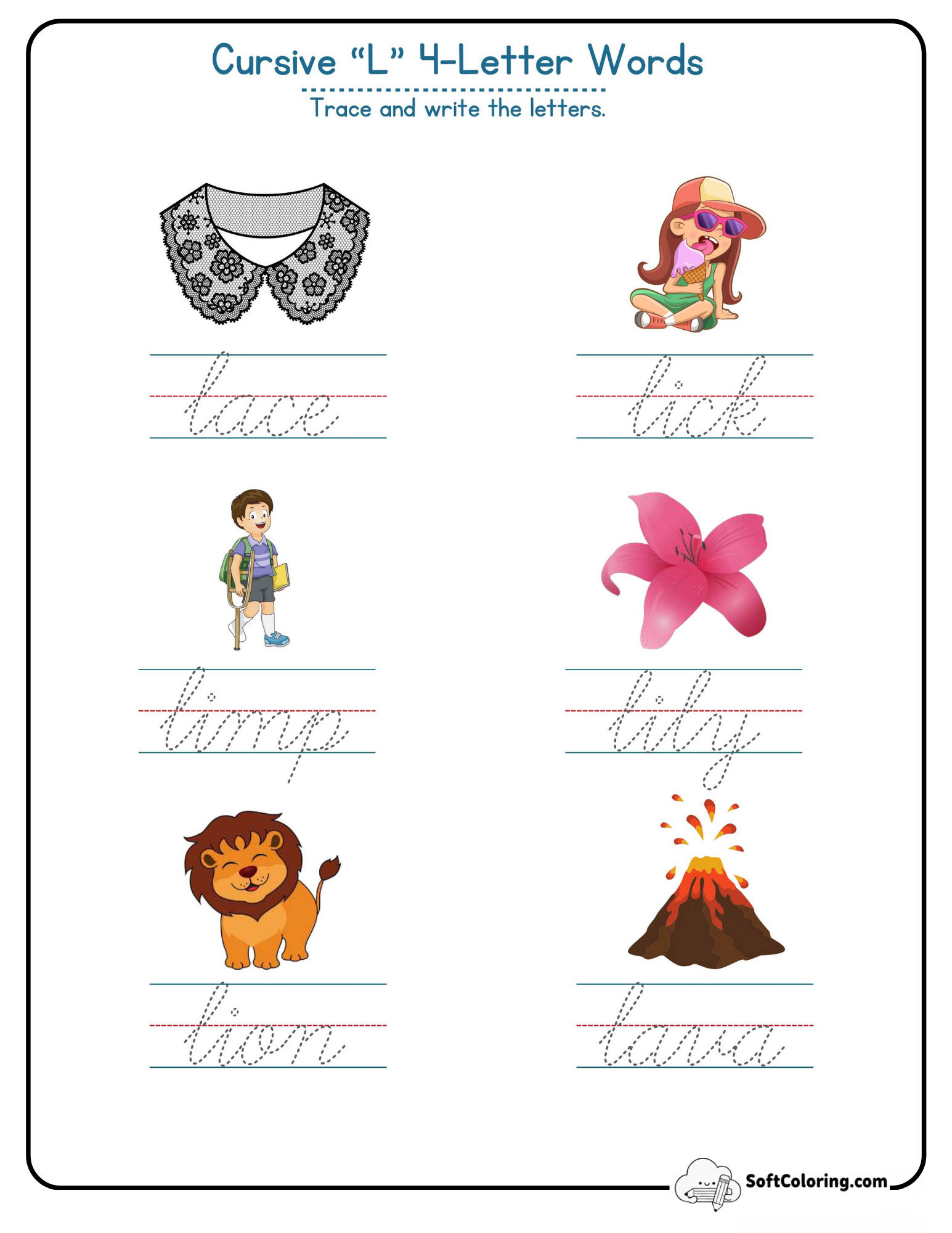 Cursive L 4 Letter Words