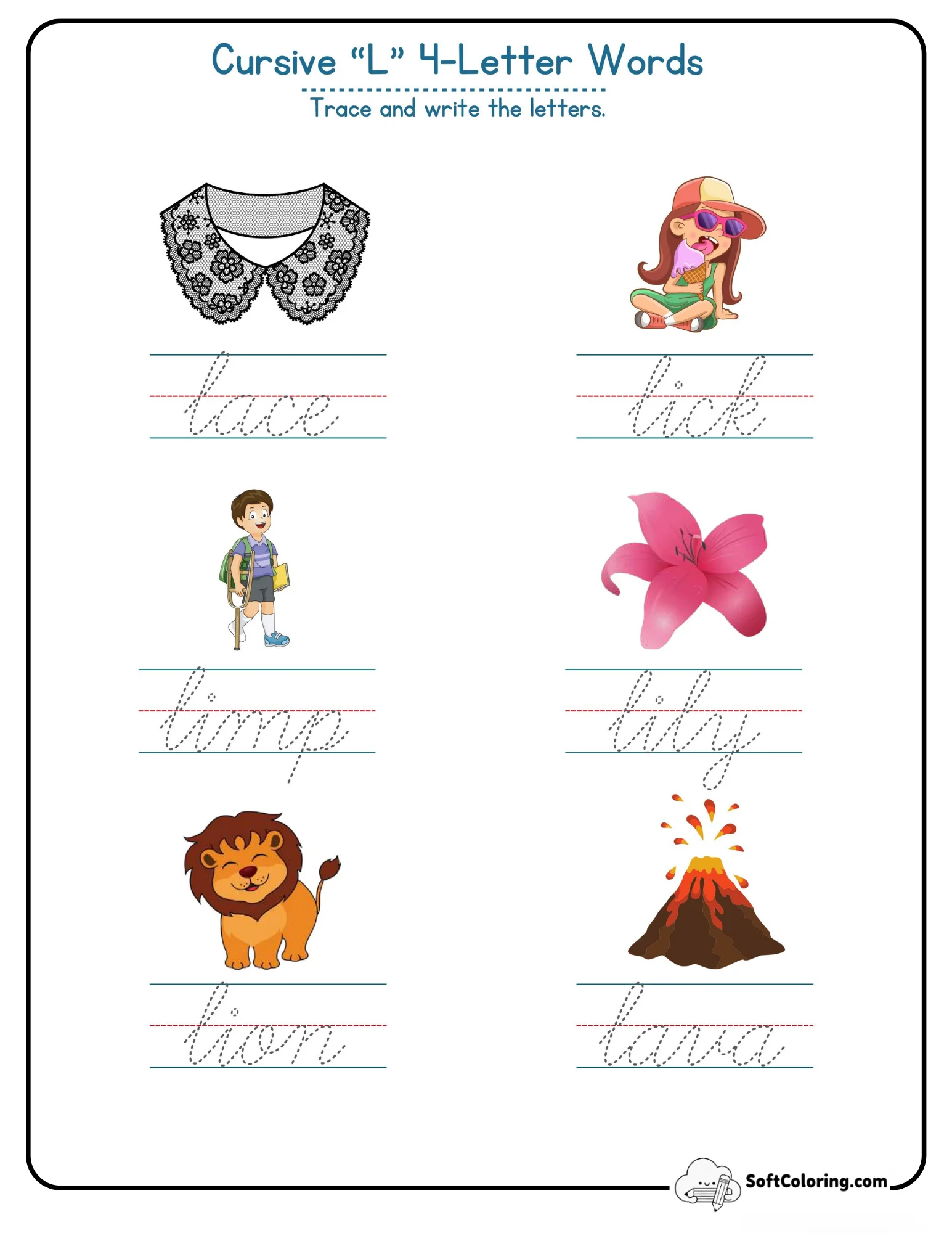 Cursive L 4 Letter Words