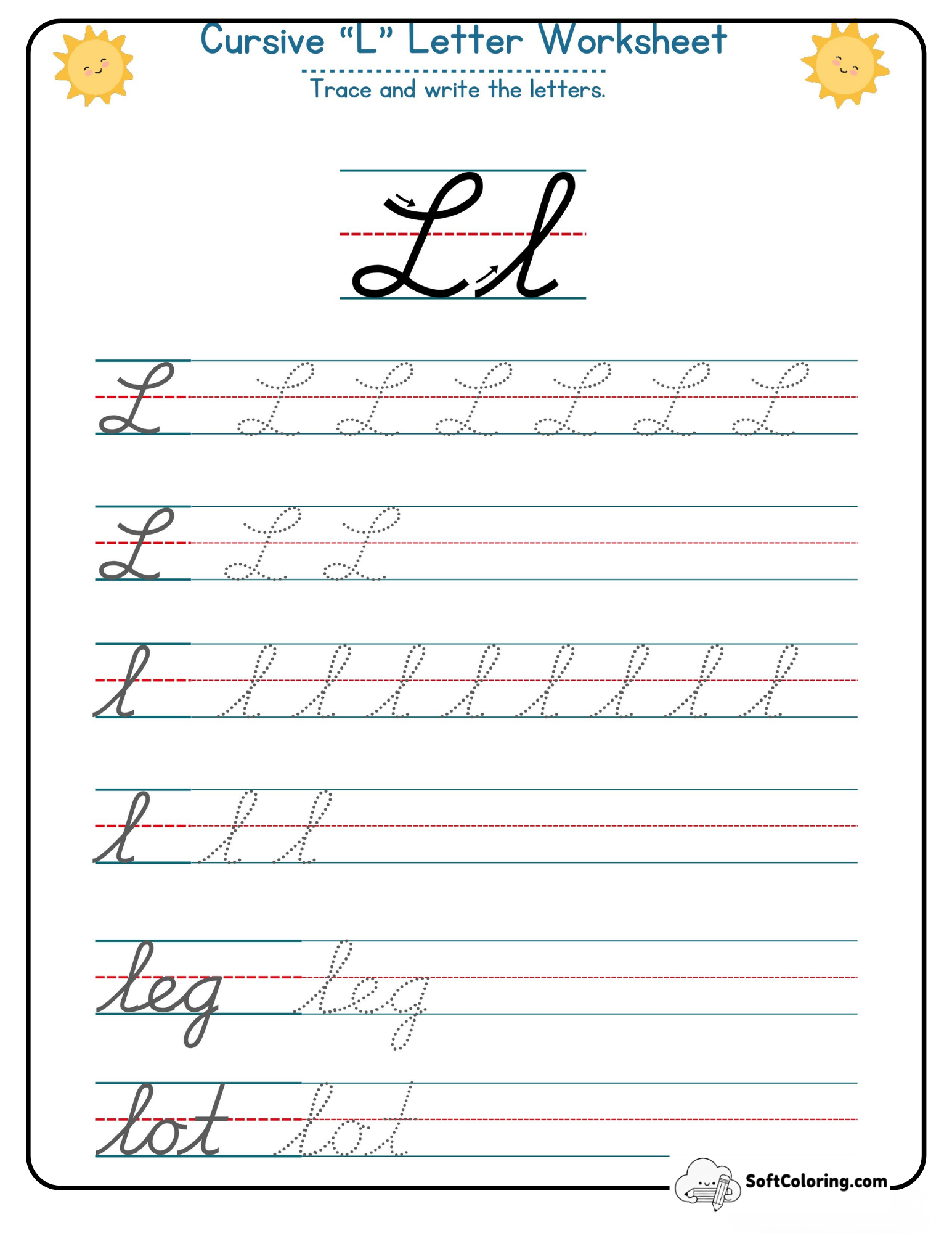 Cursive L Letter Worksheet