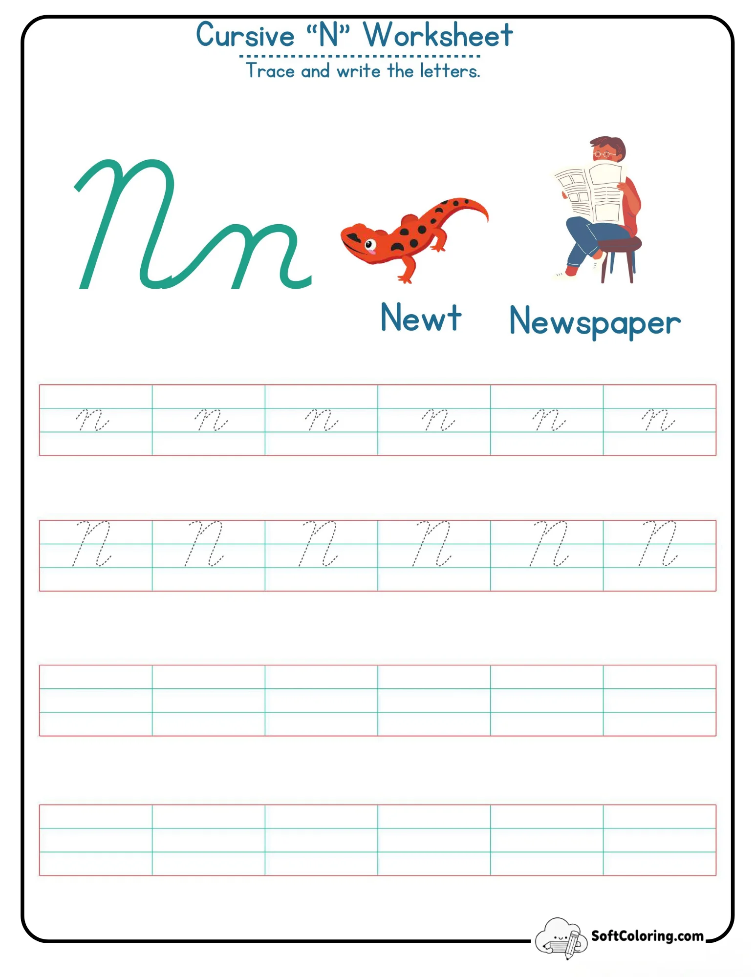 Cursive N Worksheet