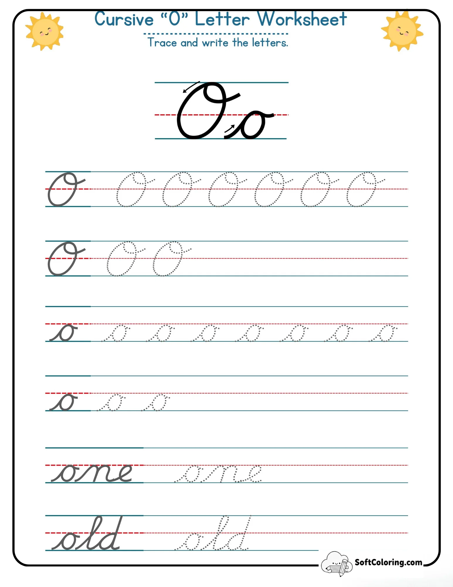 Cursive O Letter Worksheet