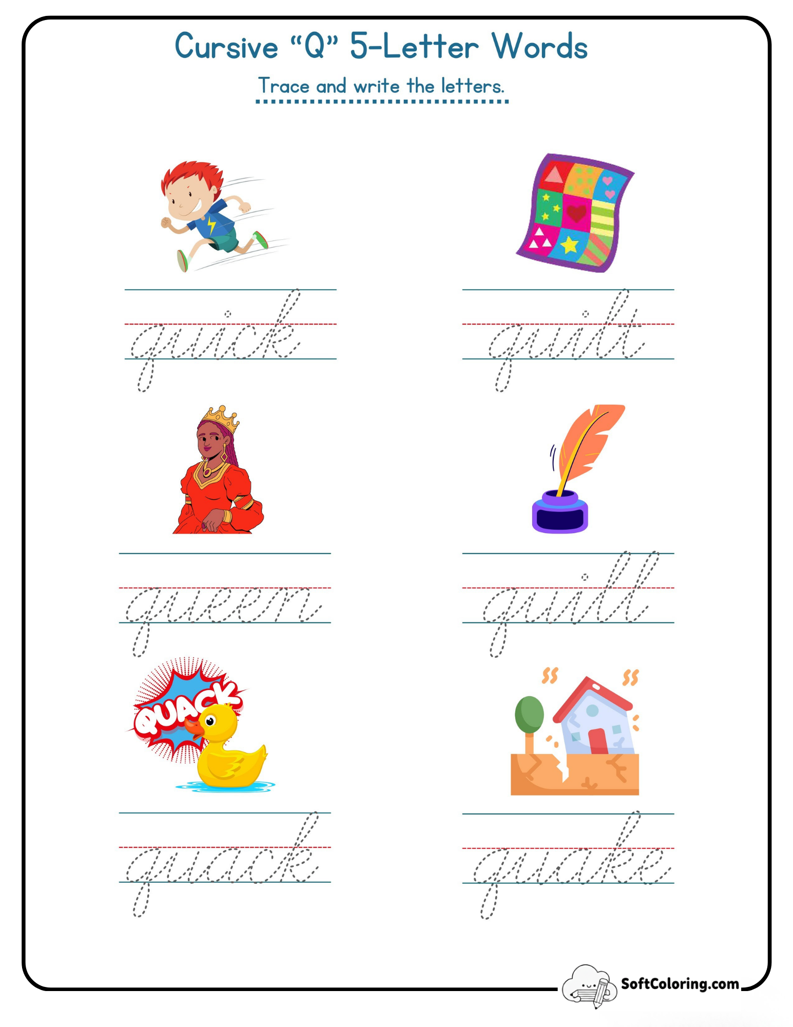 Cursive Q 5 Letter Words
