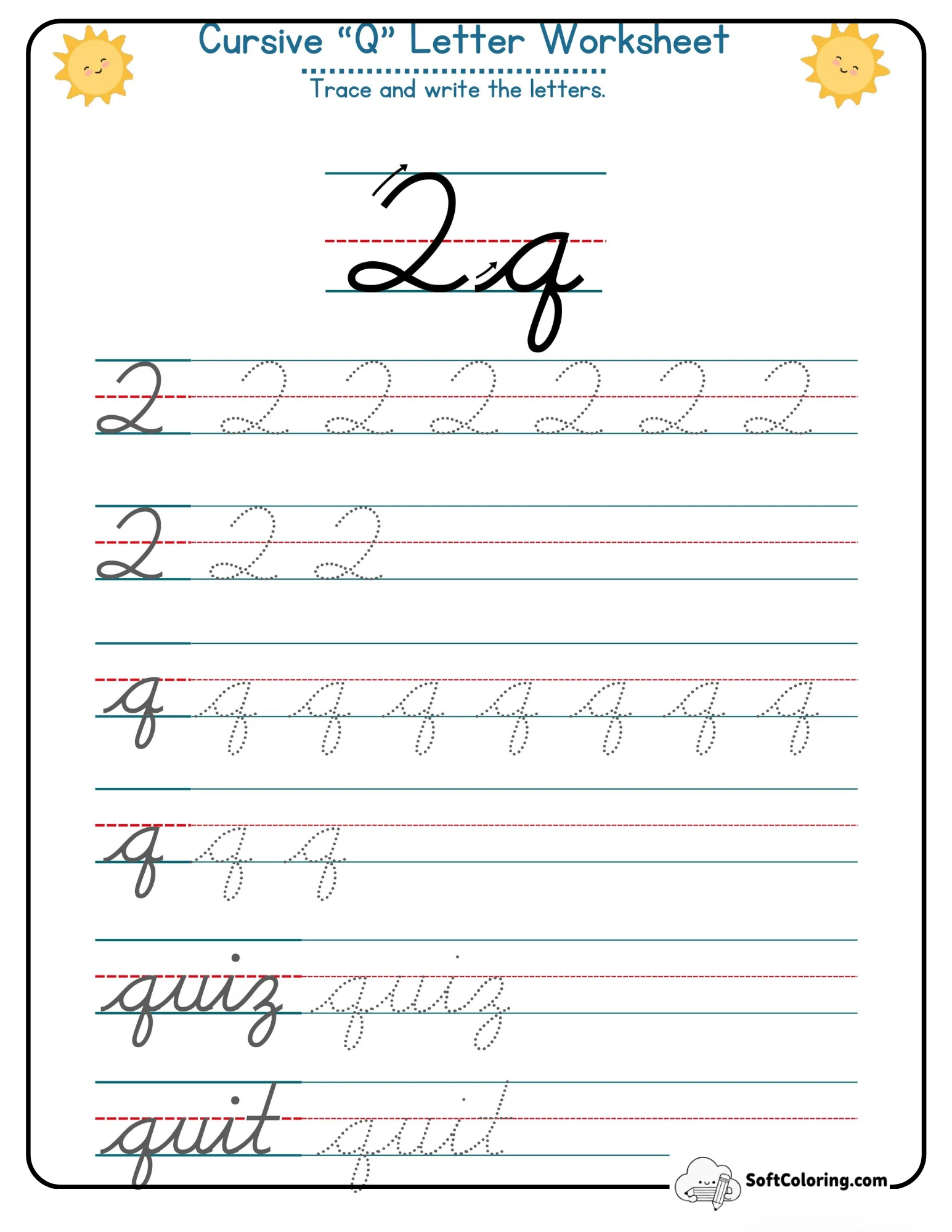 Cursive Q Letter Worksheet