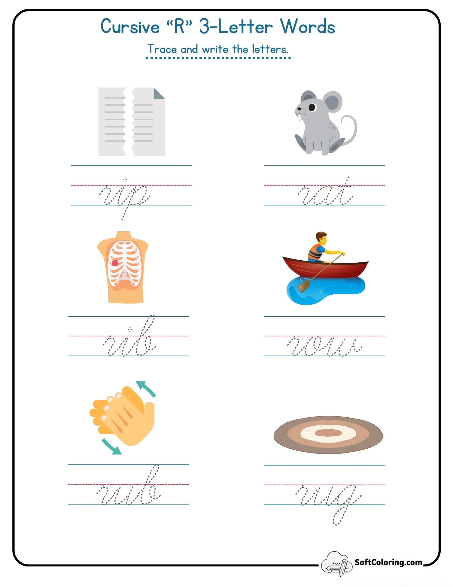 Cursive R 3 Letter Words