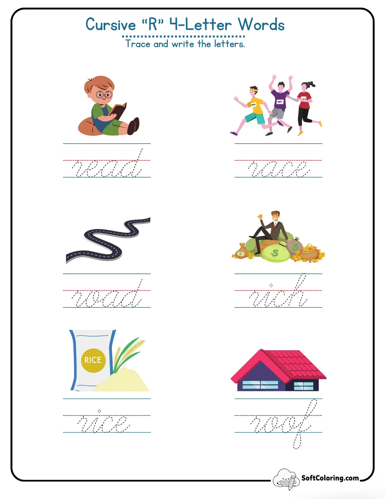 Cursive R 4 Letter Words
