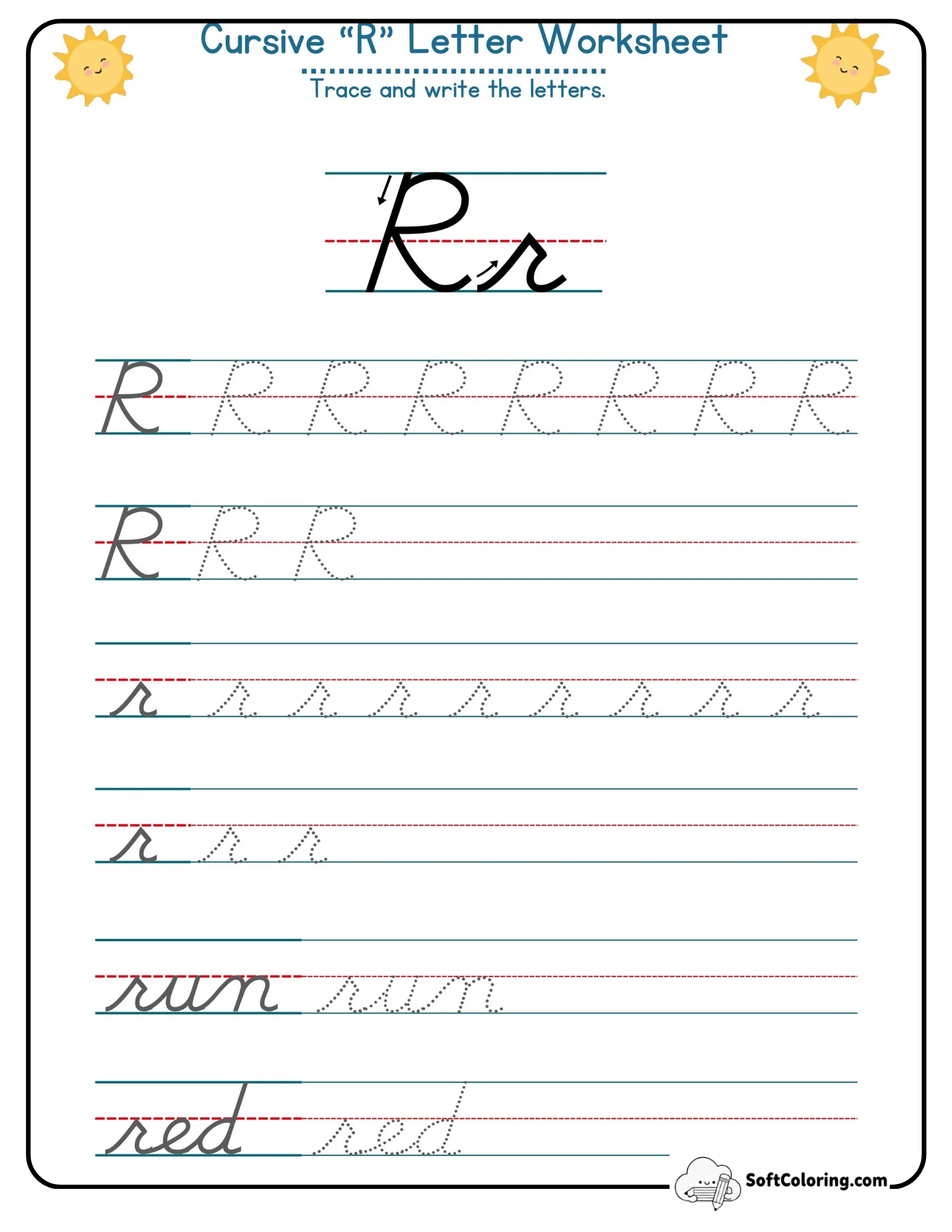 Cursive R Letter Worksheet
