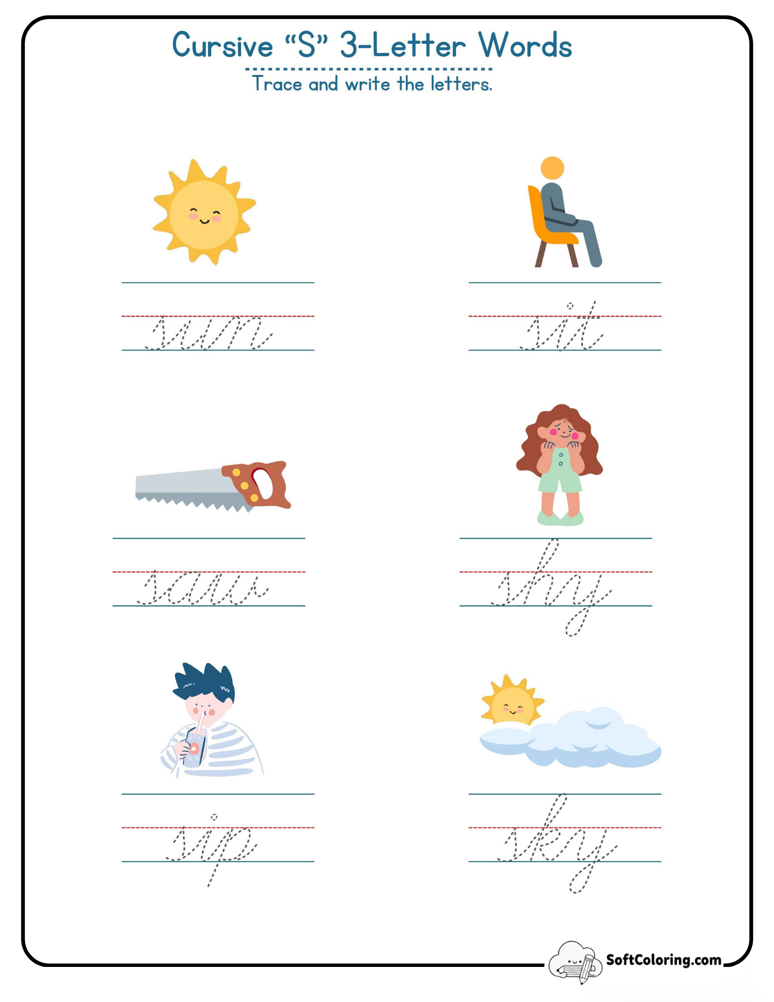 Cursive S 3 Letter Words
