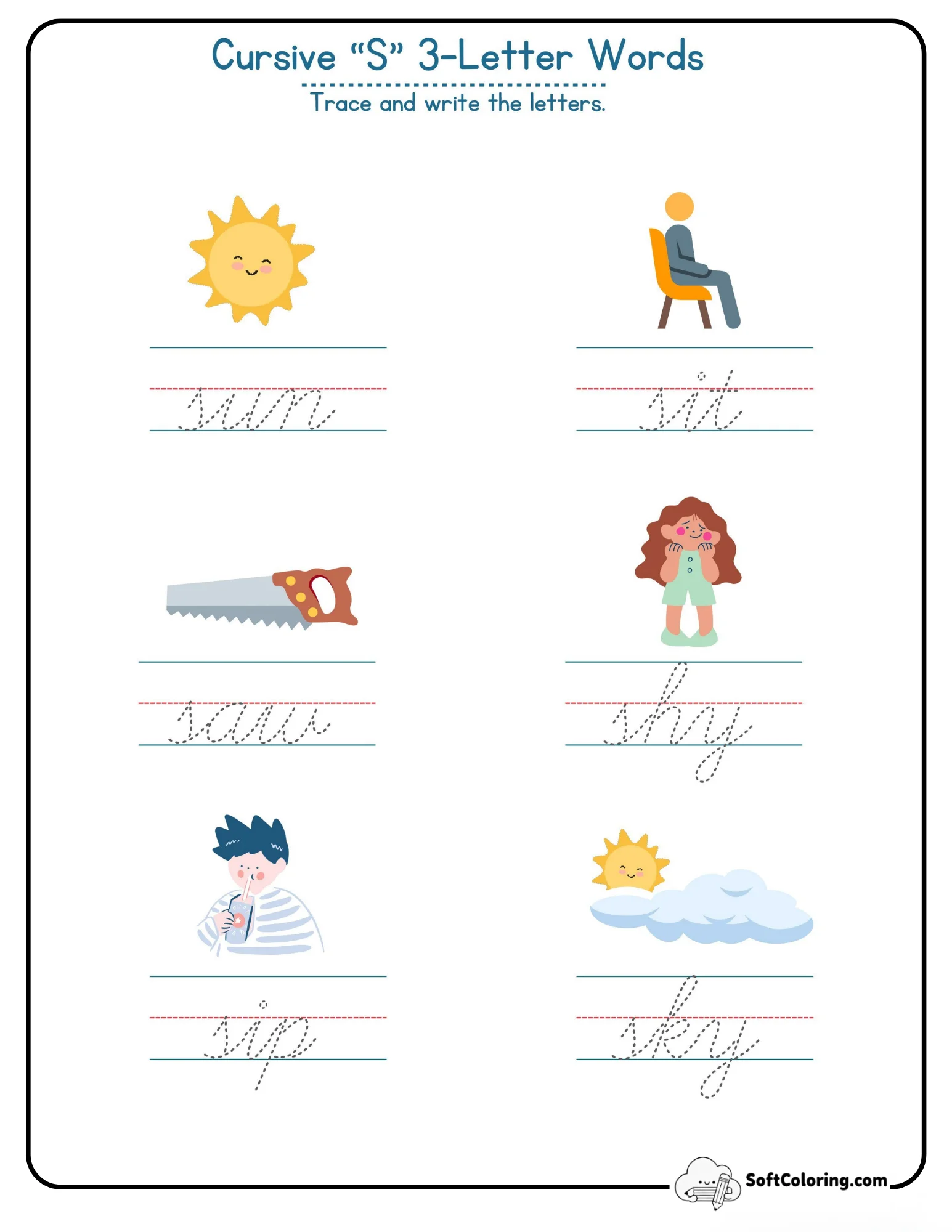 Cursive S 3 Letter Words
