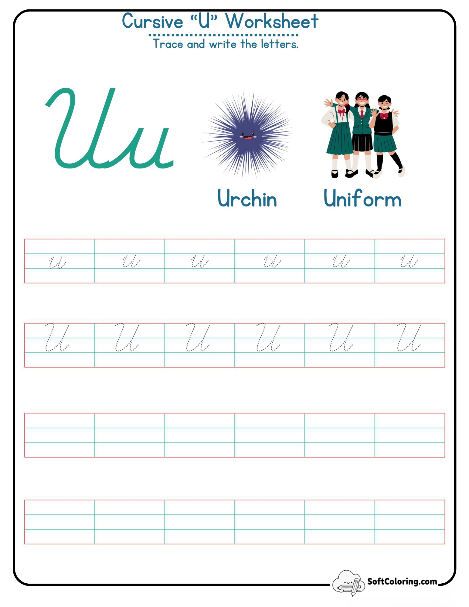 Cursive U Worksheet