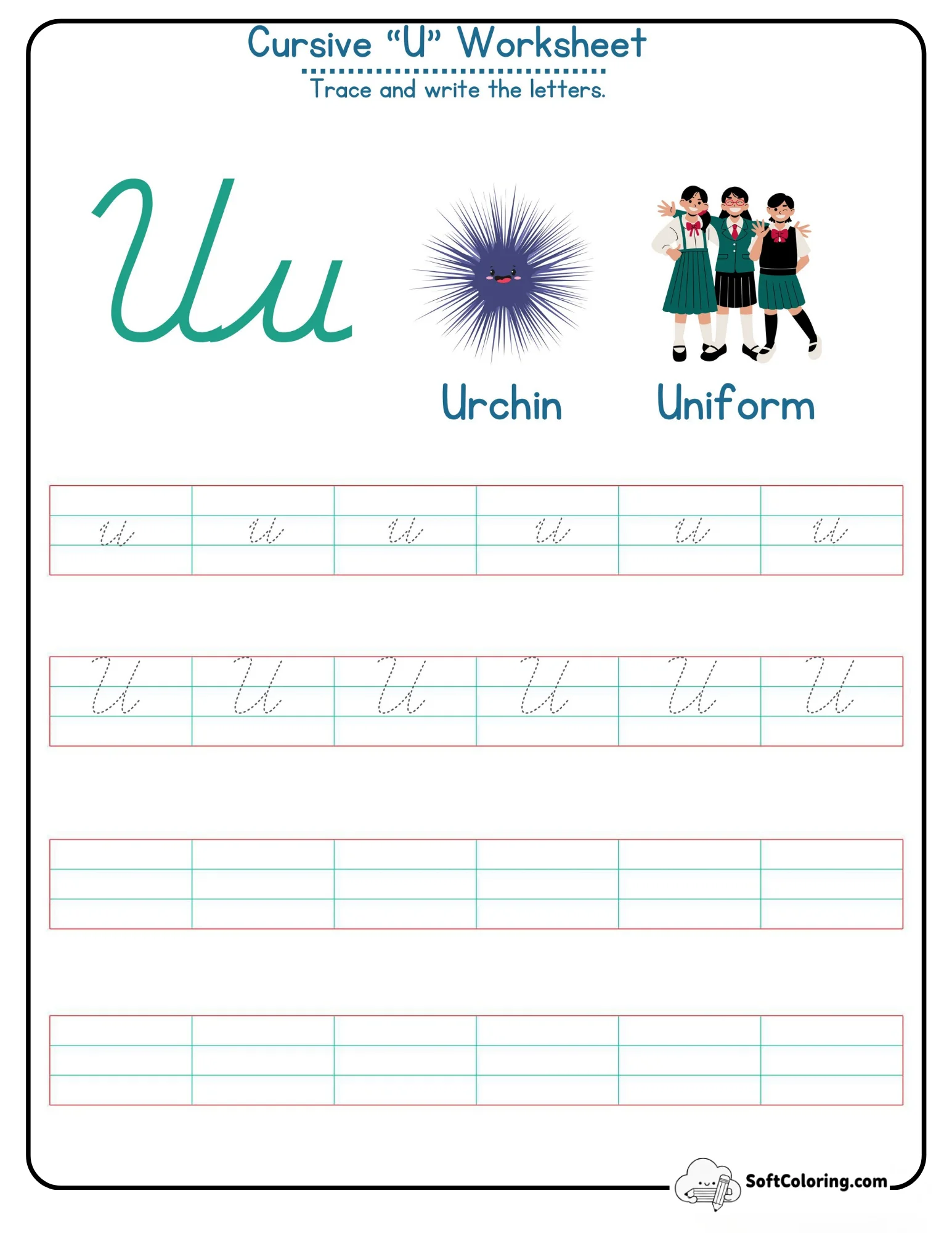 Cursive U Worksheet
