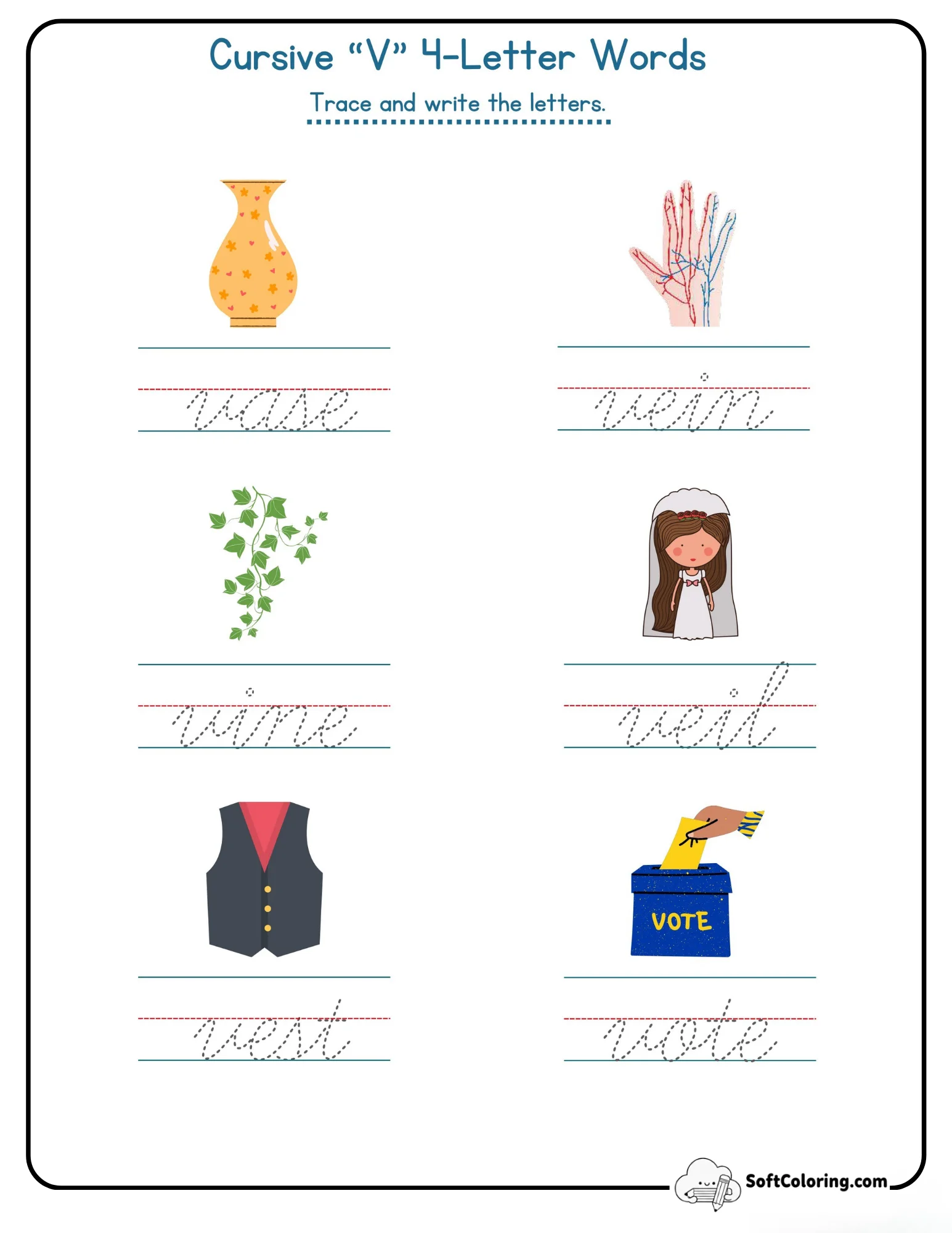 Cursive V 4-Letter Words