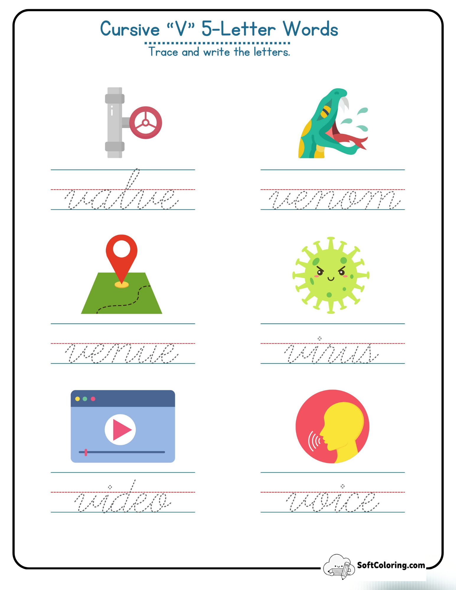 Cursive V 5-Letter Words