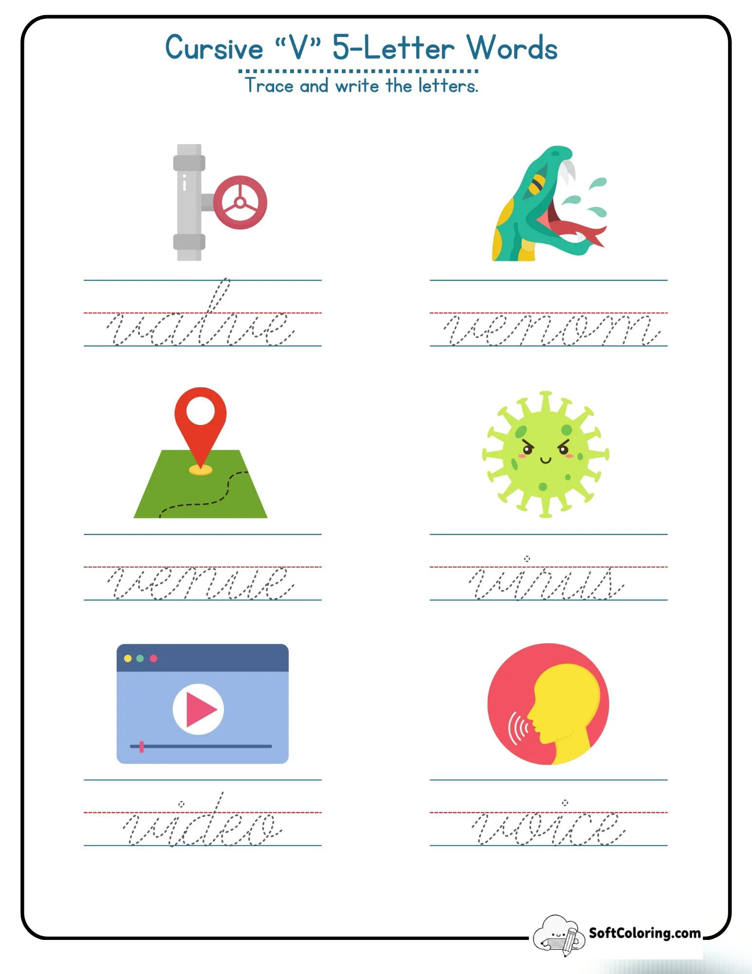 Cursive V 5-Letter Words
