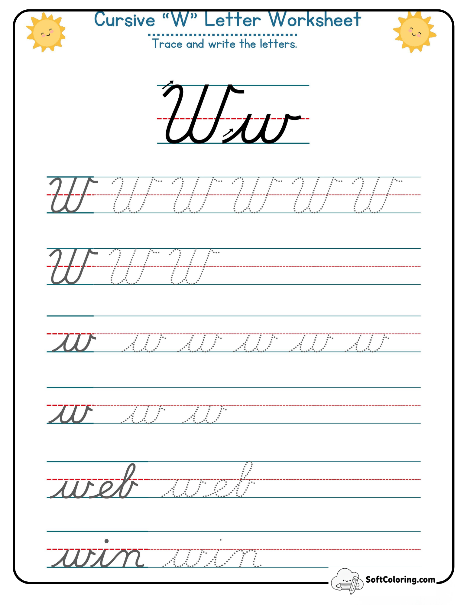 Cursive W Letter Worksheet