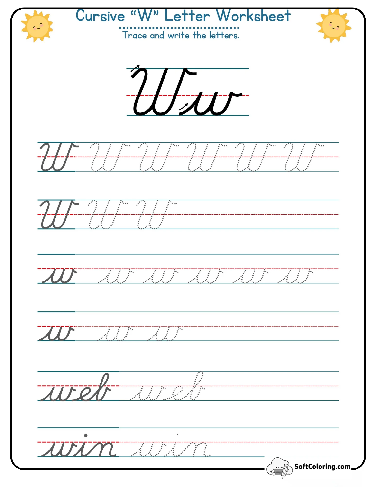 Cursive W Letter Worksheet