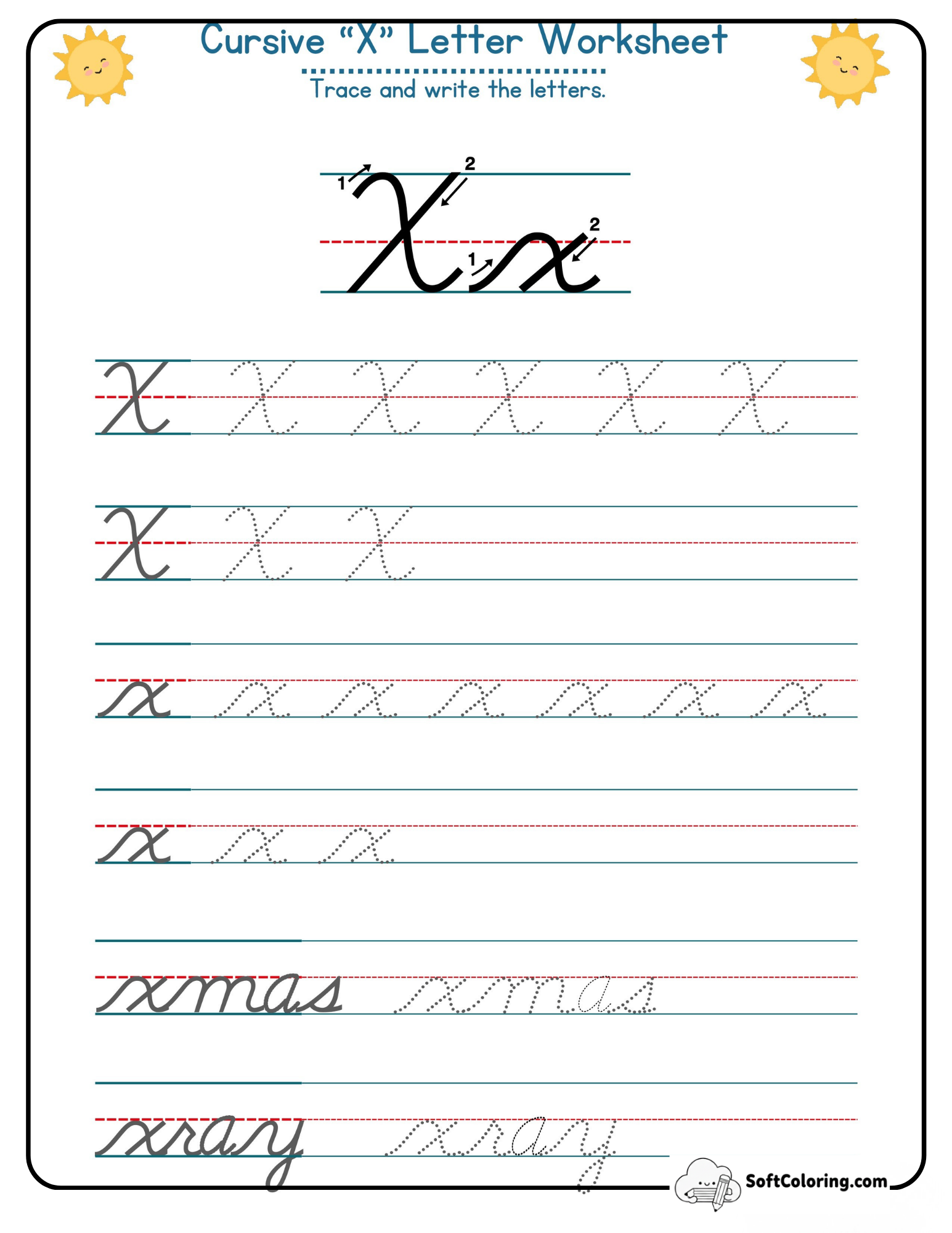 Cursive X Letter Worksheet